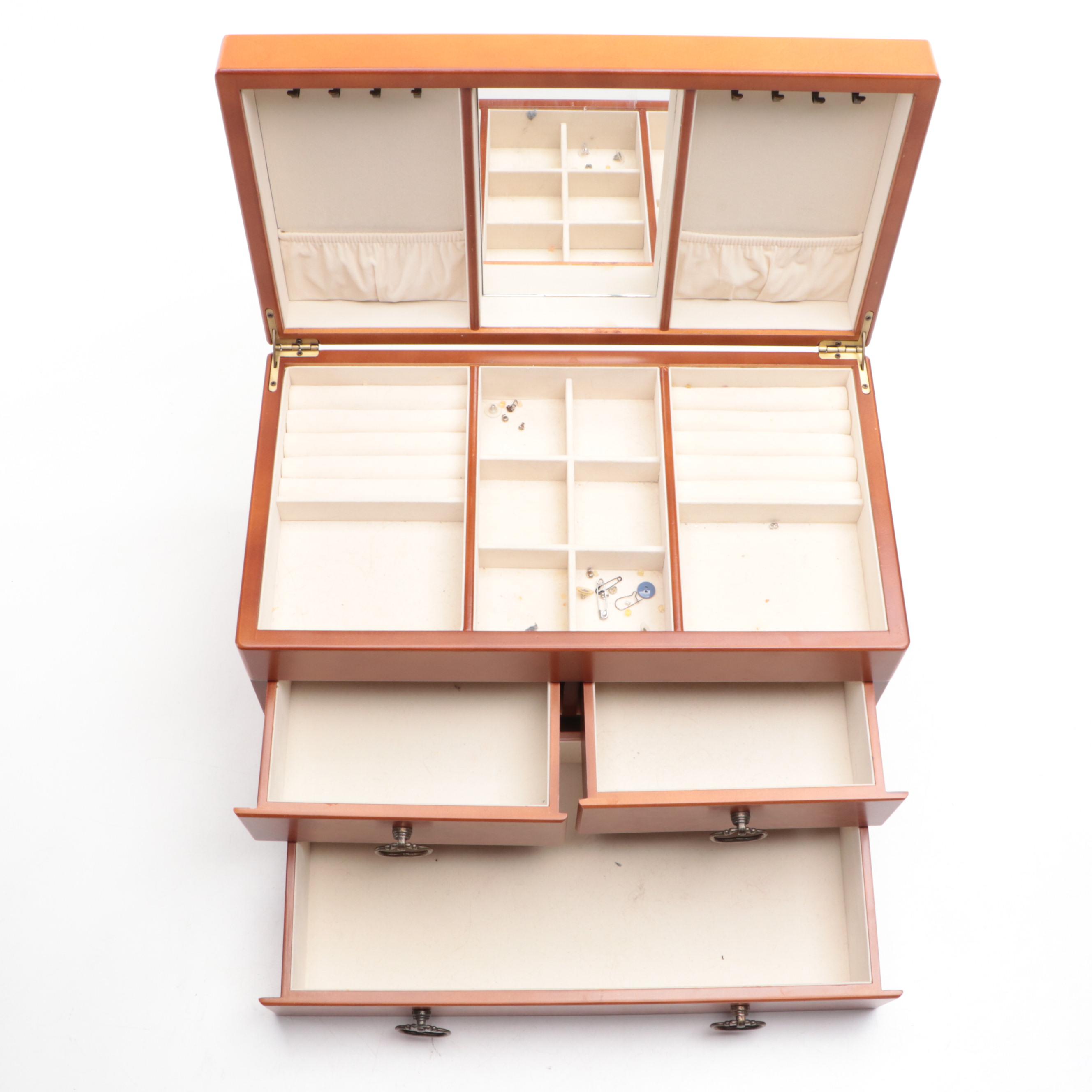 Wooden Jewelry Box in Burl Finish