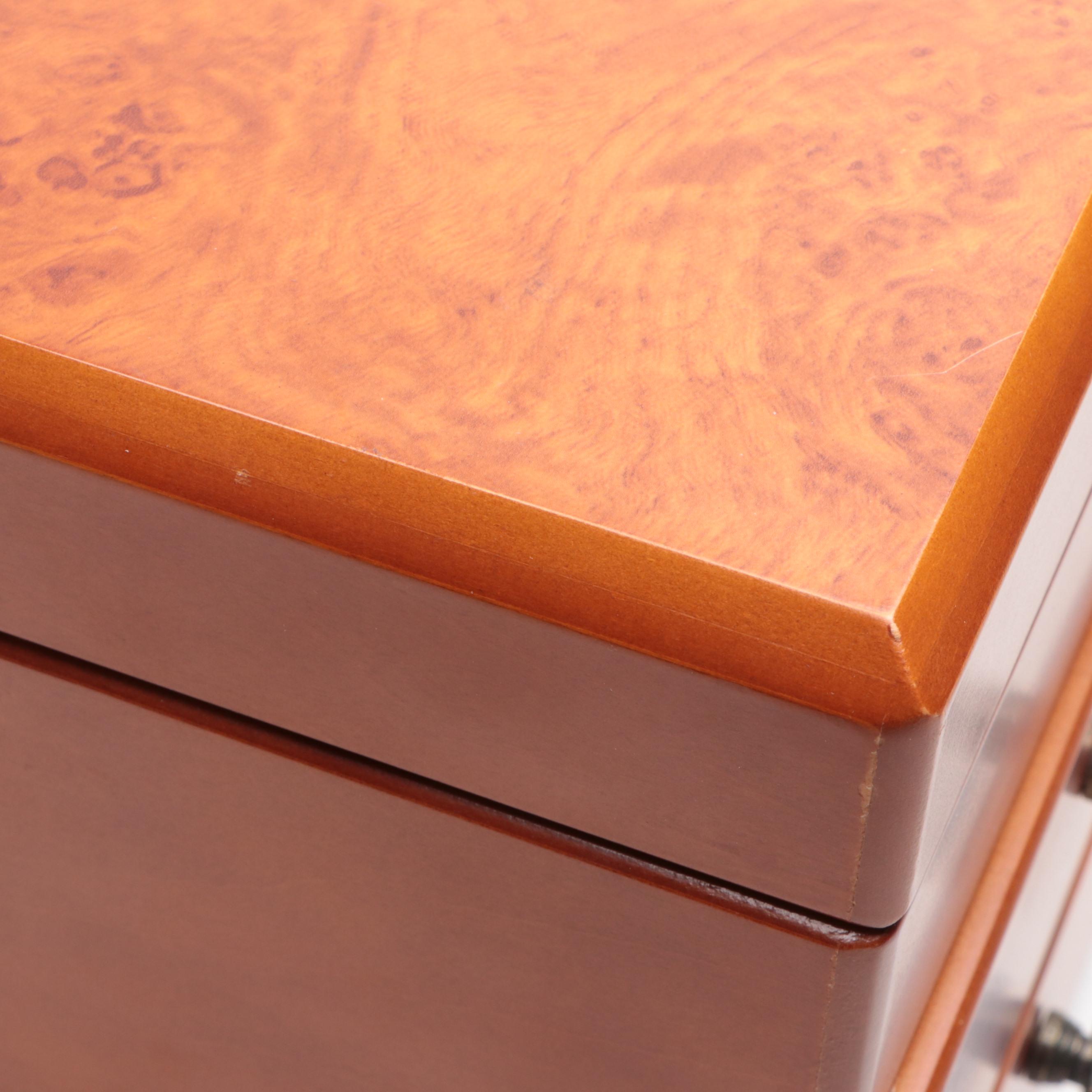 Wooden Jewelry Box in Burl Finish