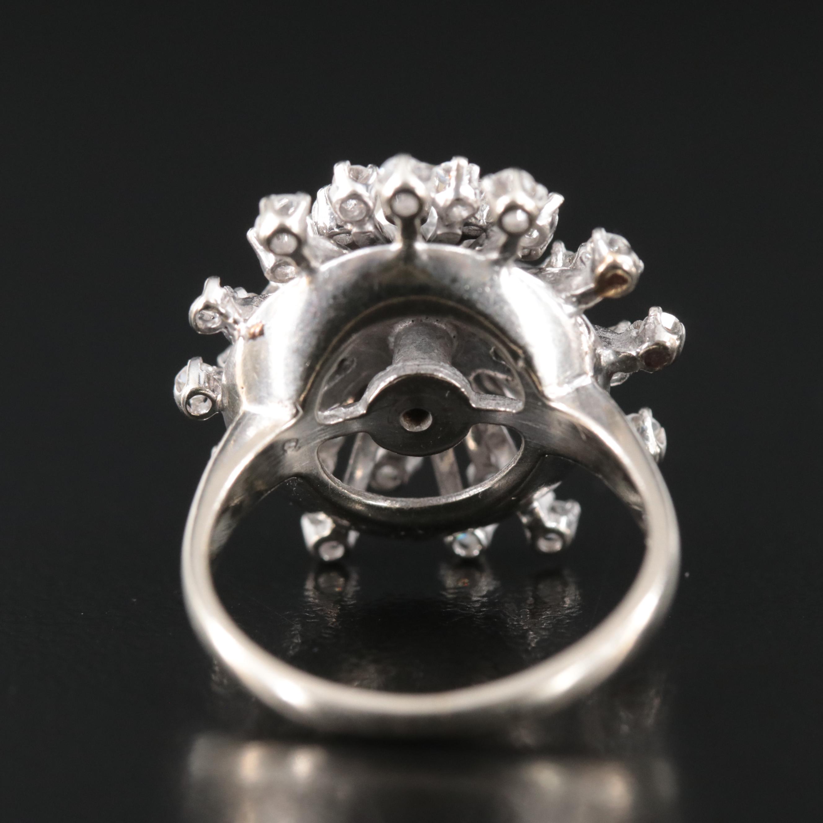 1950s 14K 1.43 CTW Diamond Flower Burst Ring