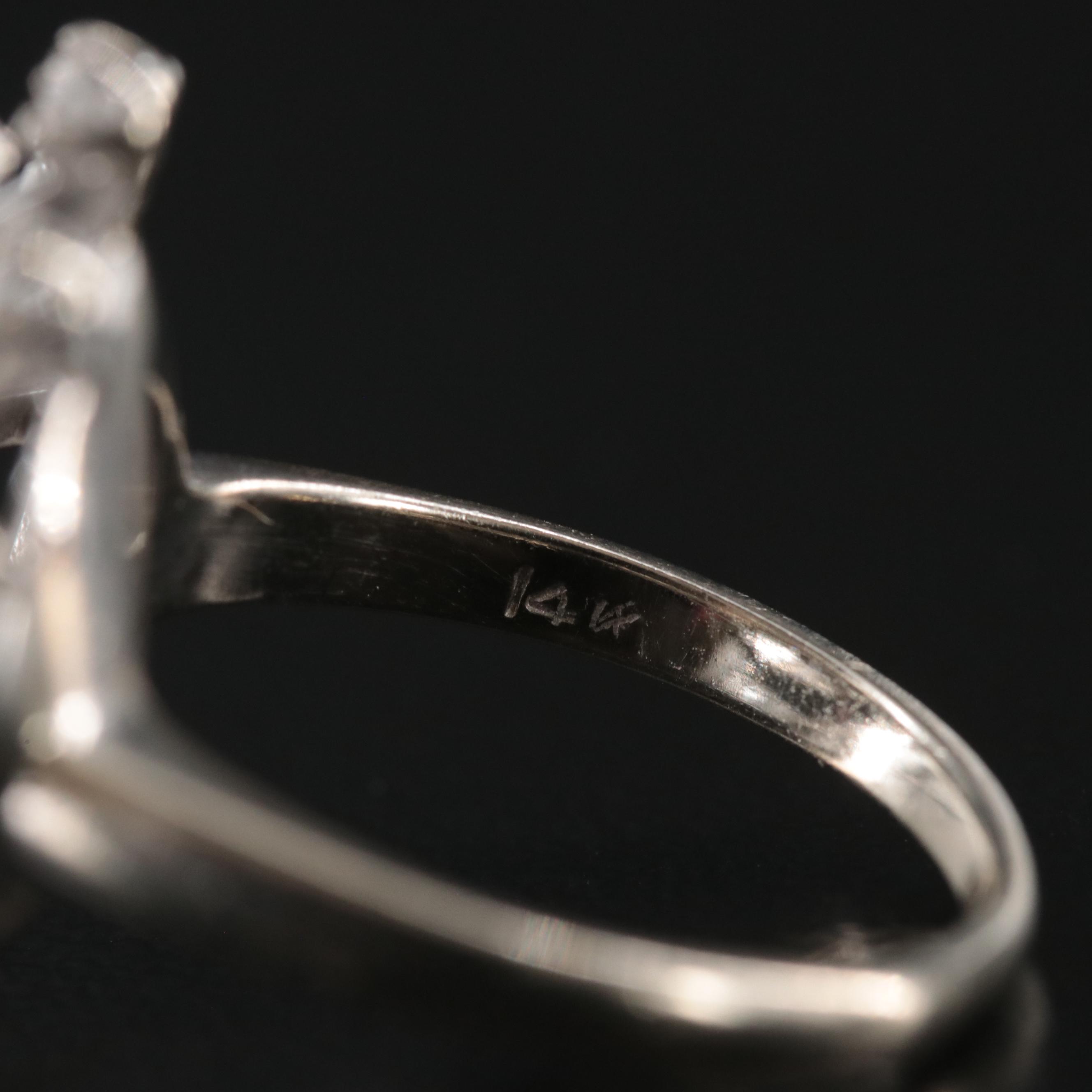 1950s 14K 1.43 CTW Diamond Flower Burst Ring