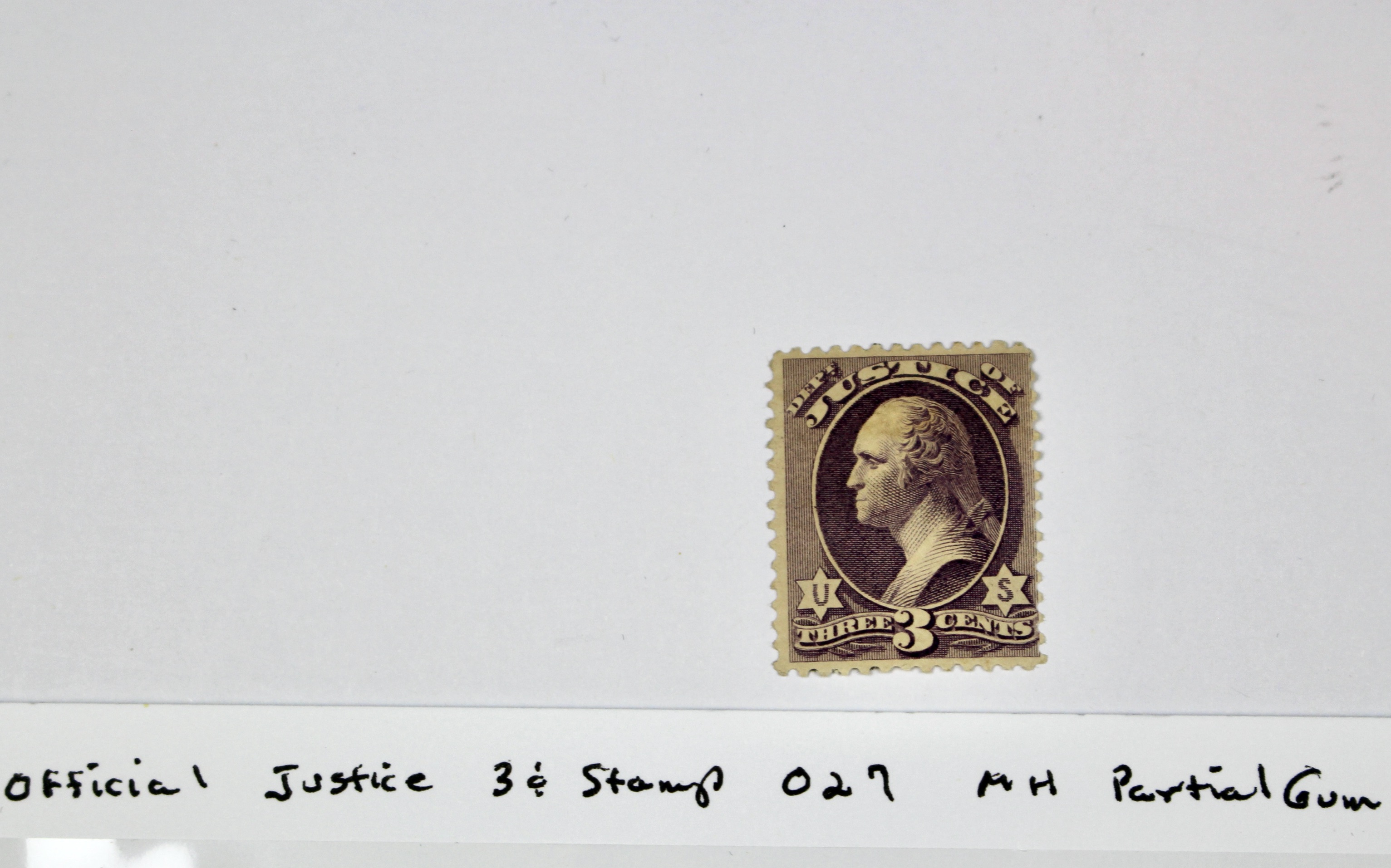 1873 Official Justice Dept. 3-Cent Postage Stamp, MH