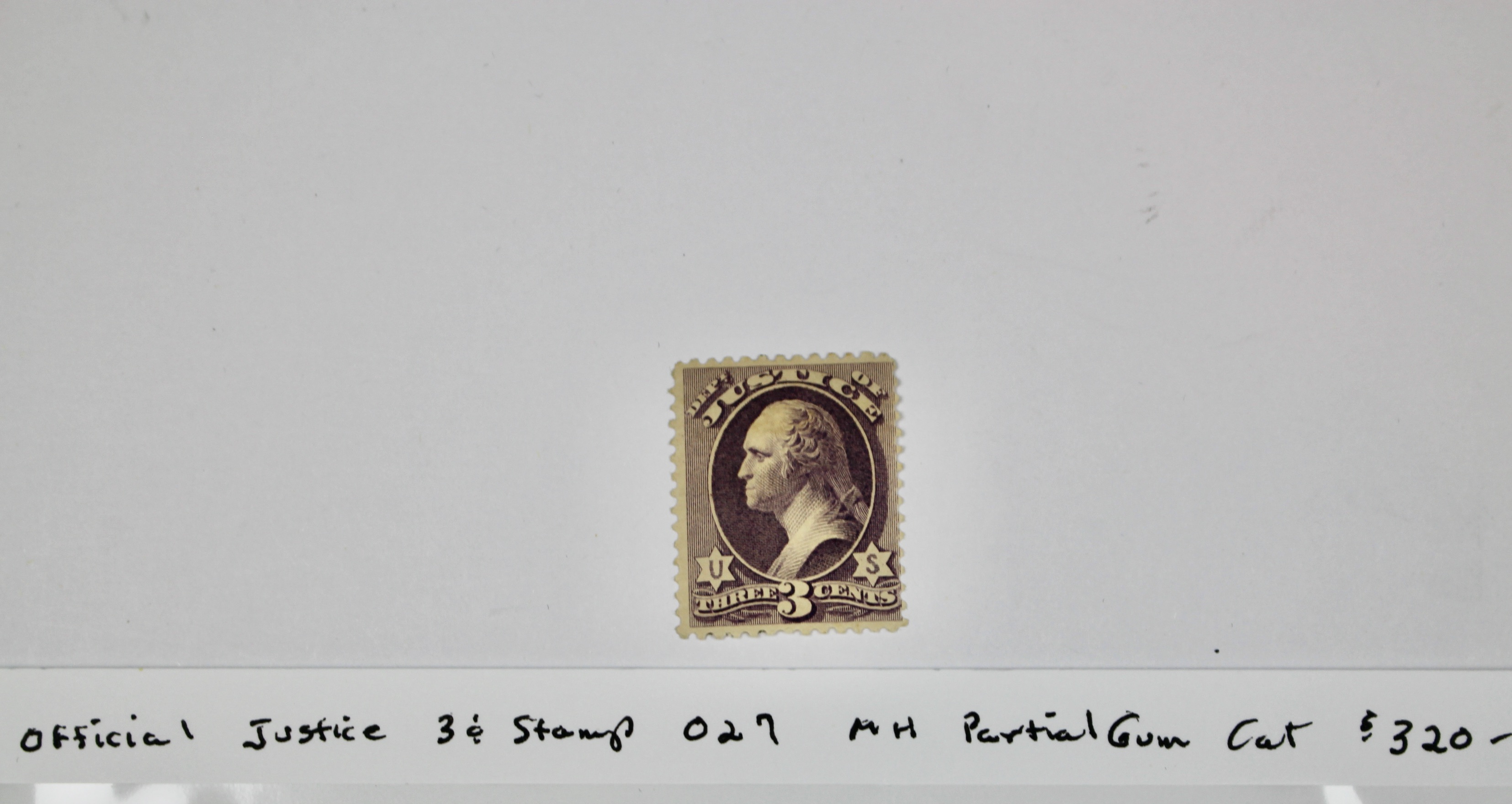 1873 Official Justice Dept. 3-Cent Postage Stamp, MH