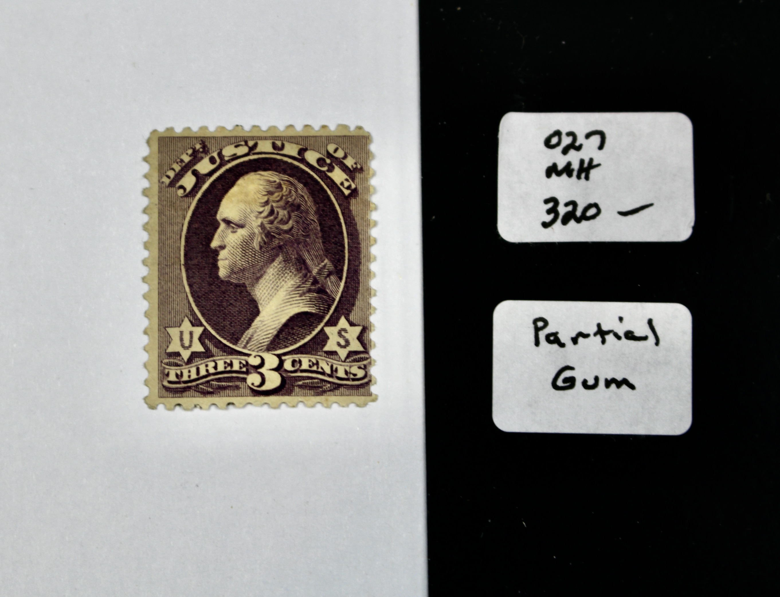 1873 Official Justice Dept. 3-Cent Postage Stamp, MH