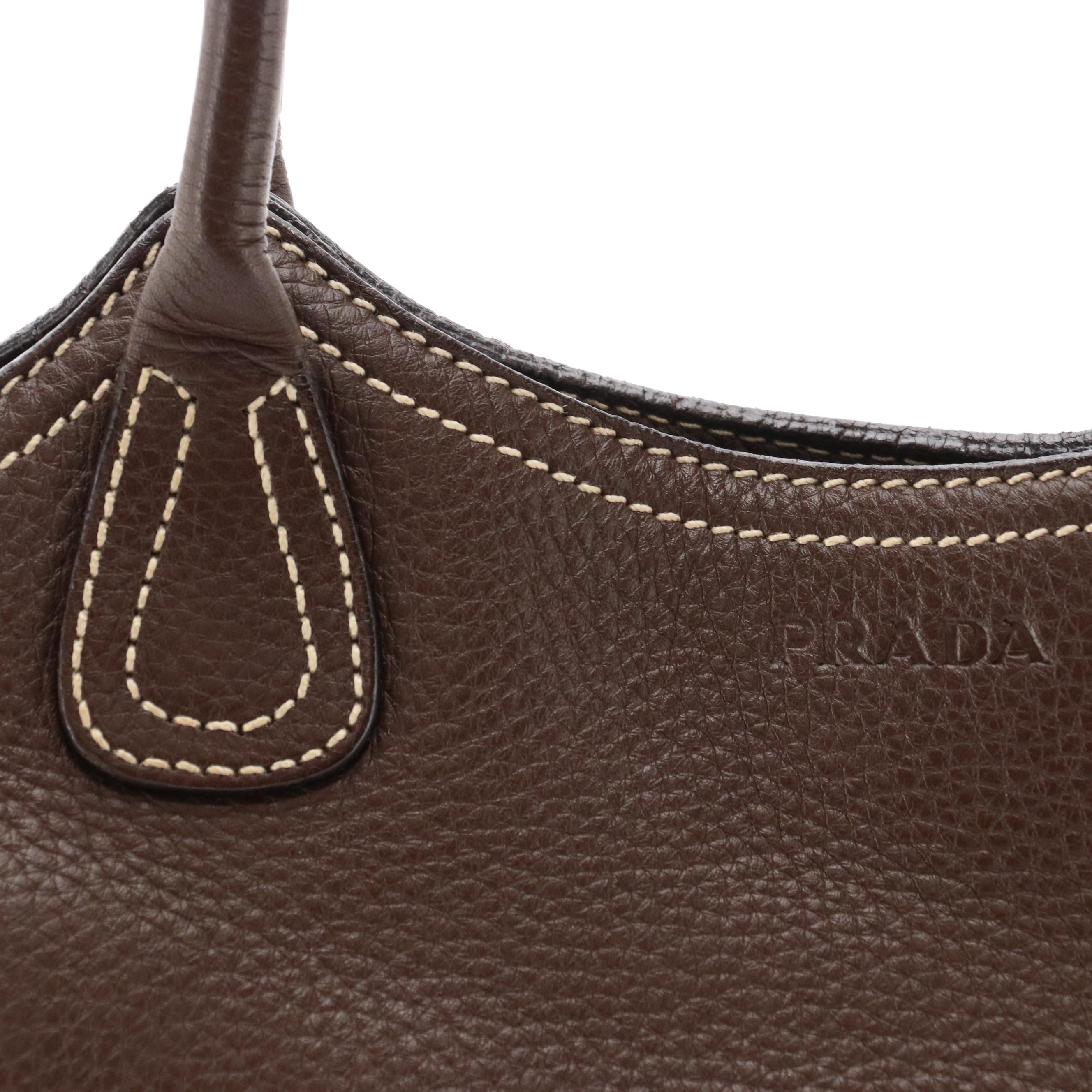 Prada Front Pocket Hobo Bag in Vitello Daino Leather