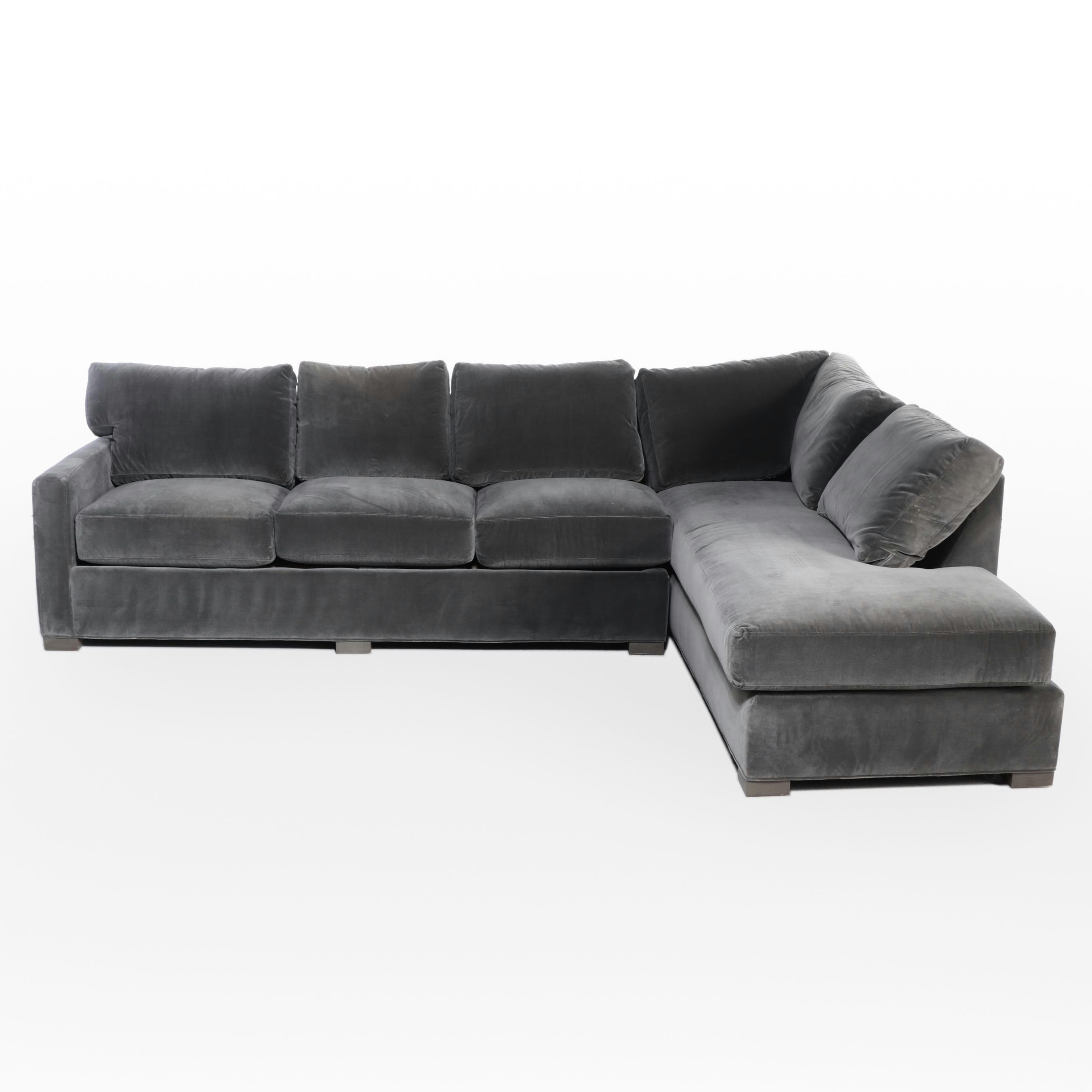 Lee Industries Contemporary Velvet Upholstered Sectional Sofa