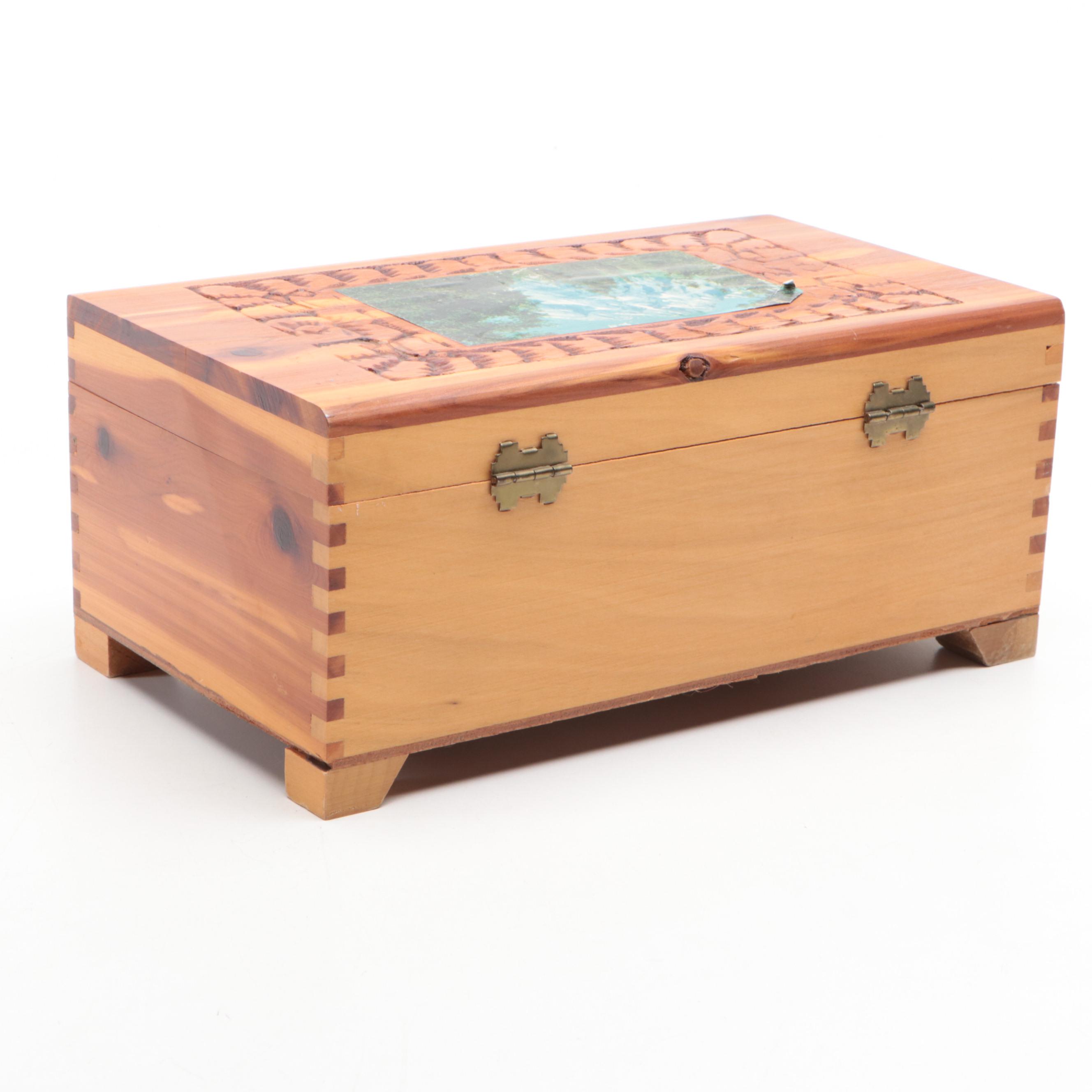 Wooden Lock Boxes with Bering Cigar Box, Mid-20th Century