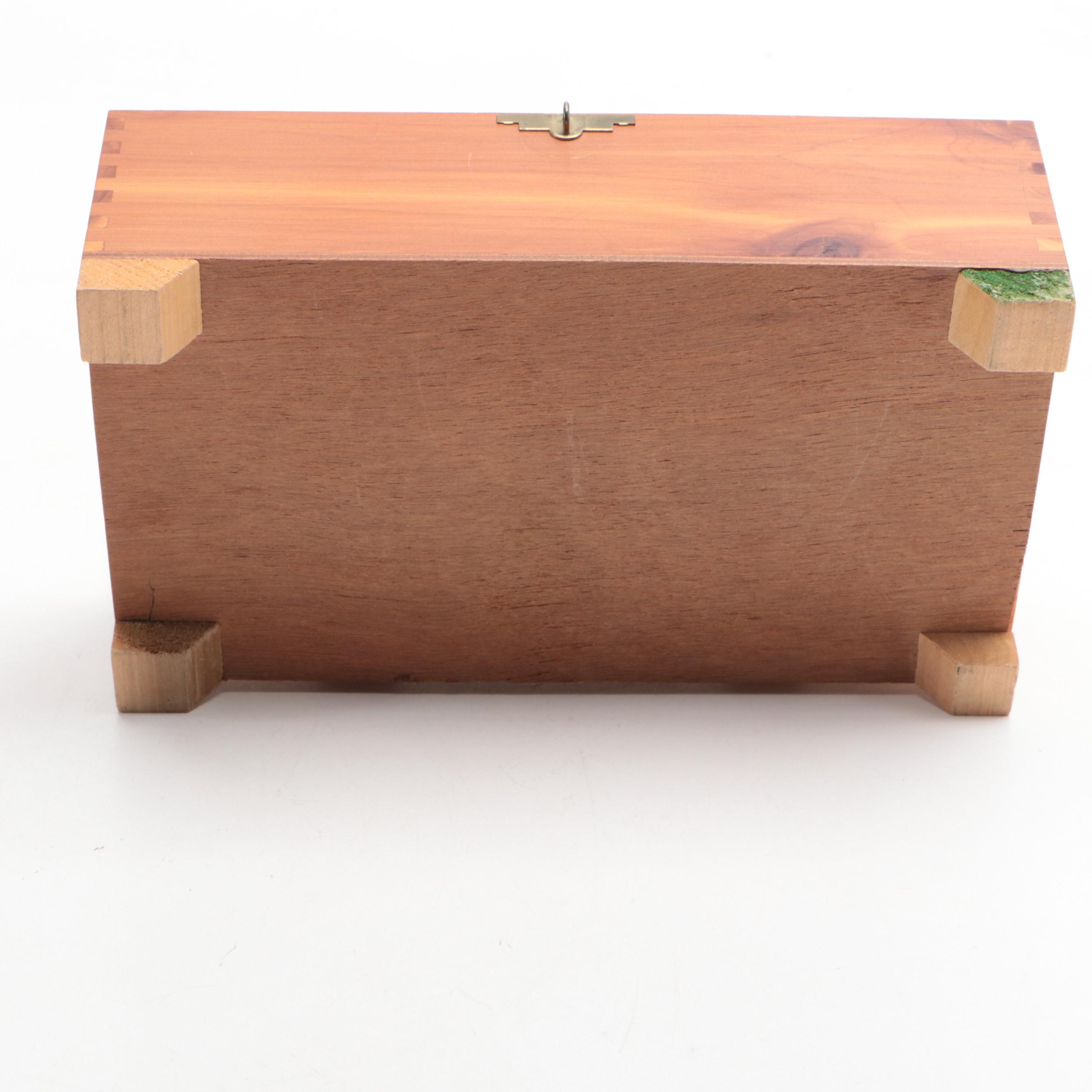 Wooden Lock Boxes with Bering Cigar Box, Mid-20th Century