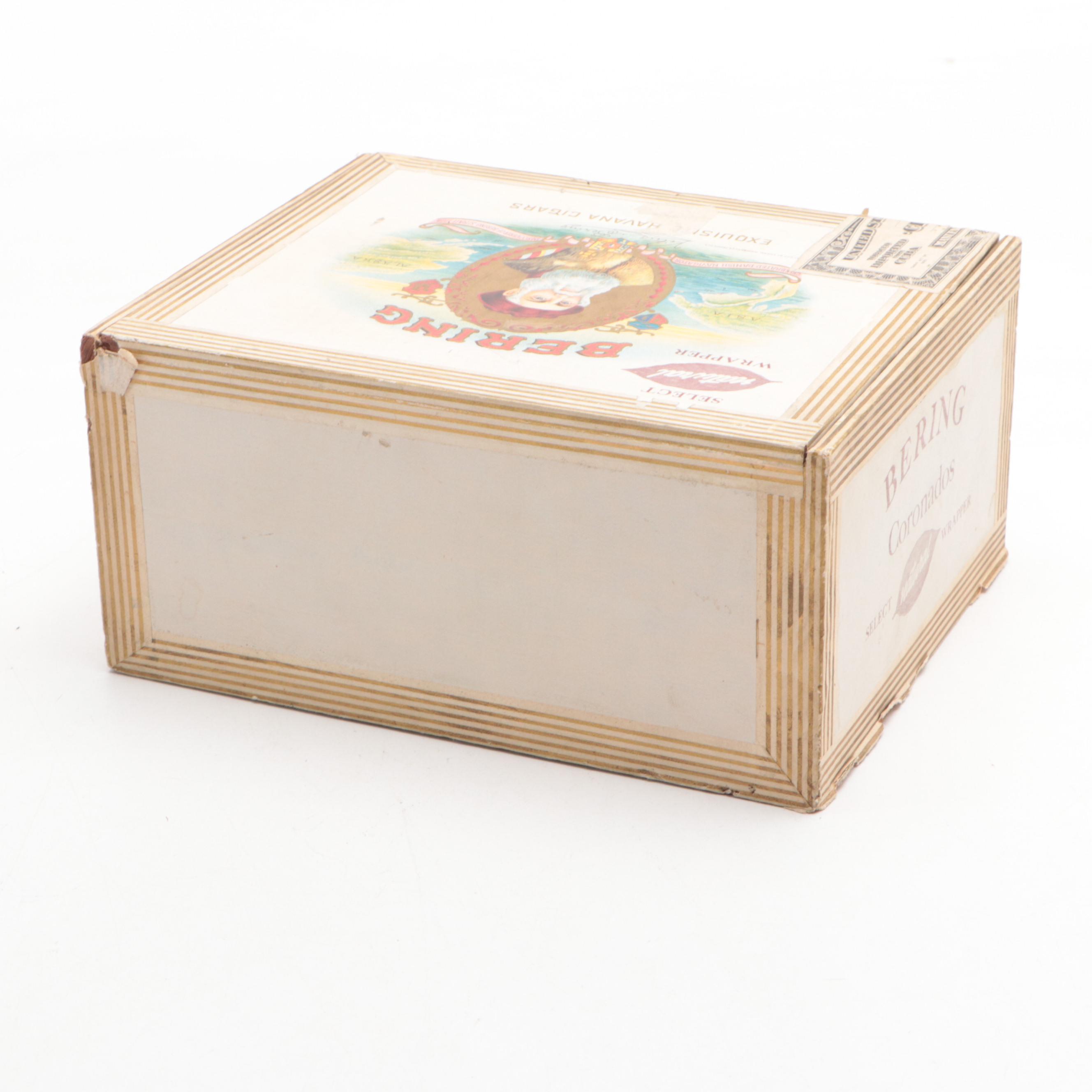 Wooden Lock Boxes with Bering Cigar Box, Mid-20th Century