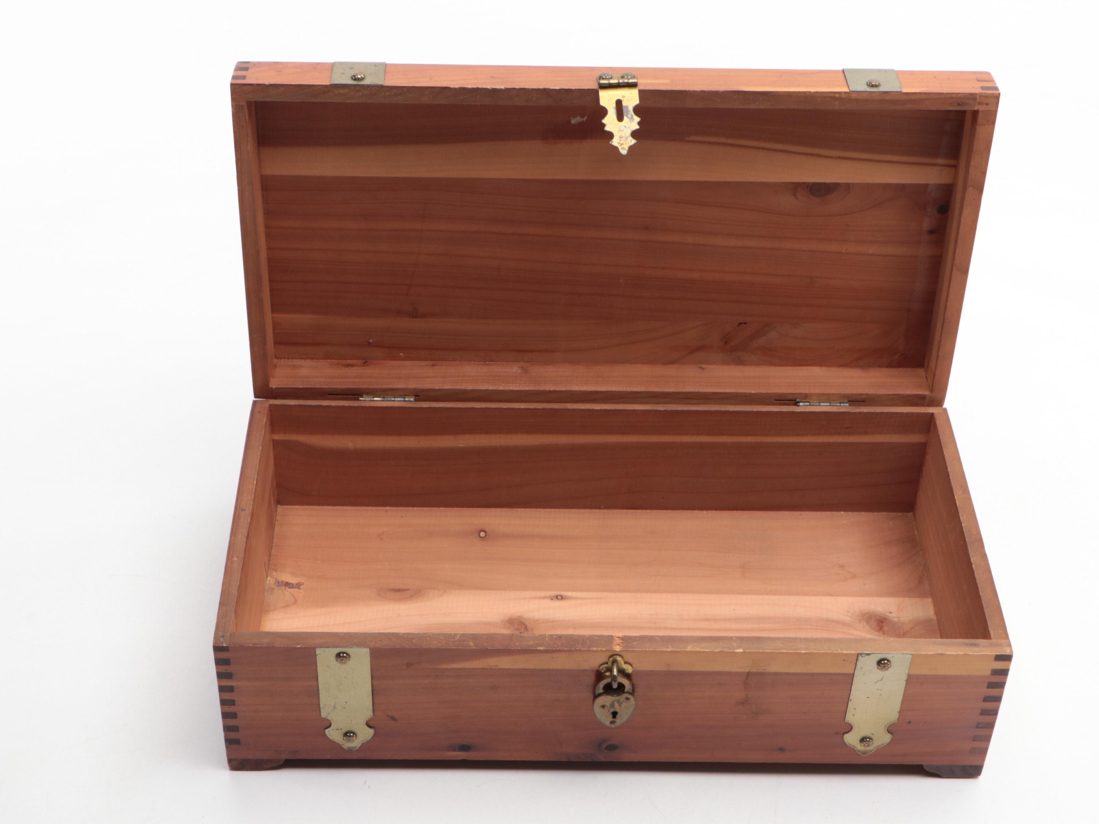 Wooden Lock Boxes with Bering Cigar Box, Mid-20th Century