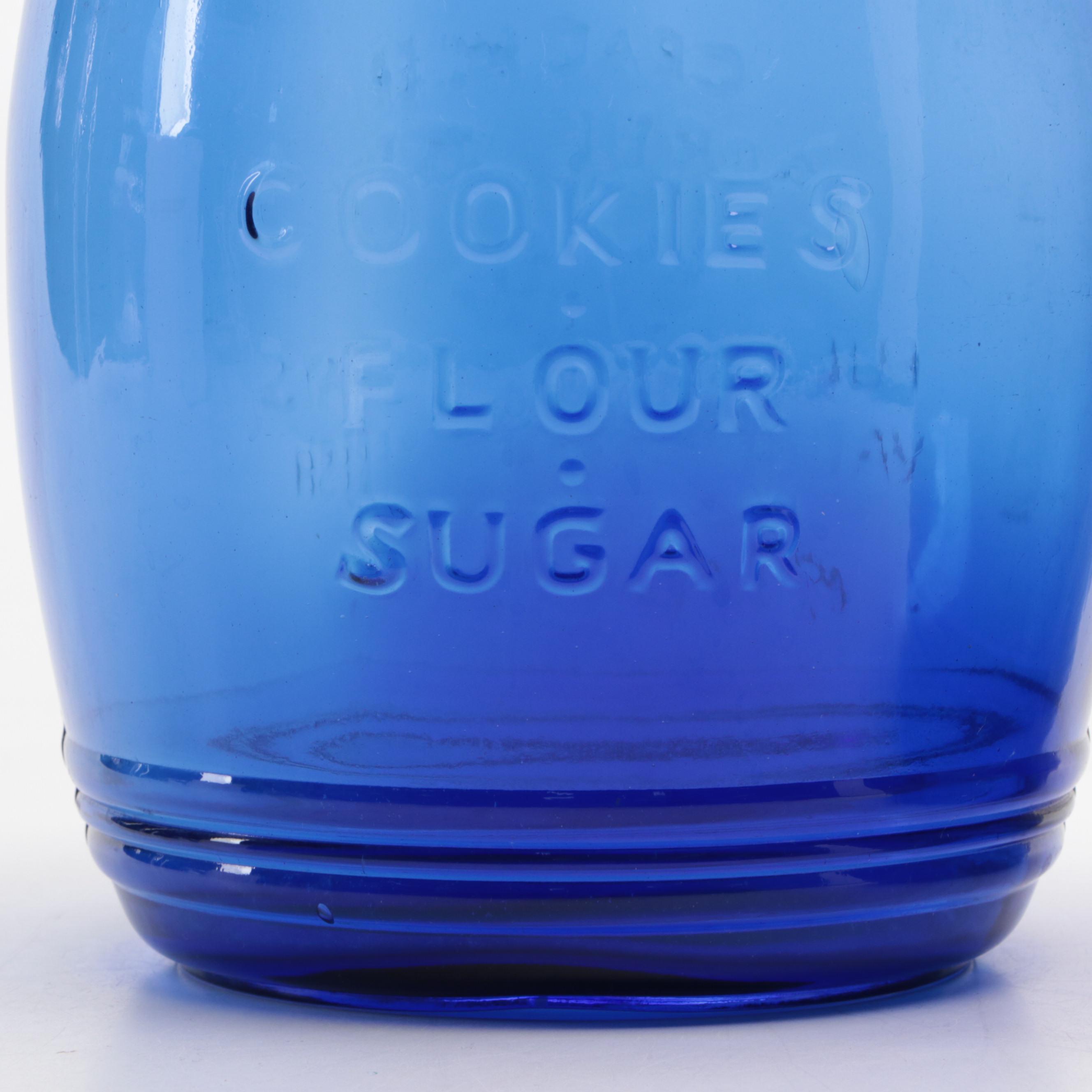Cracker Barrel Cobalt Glass Cookie Jars