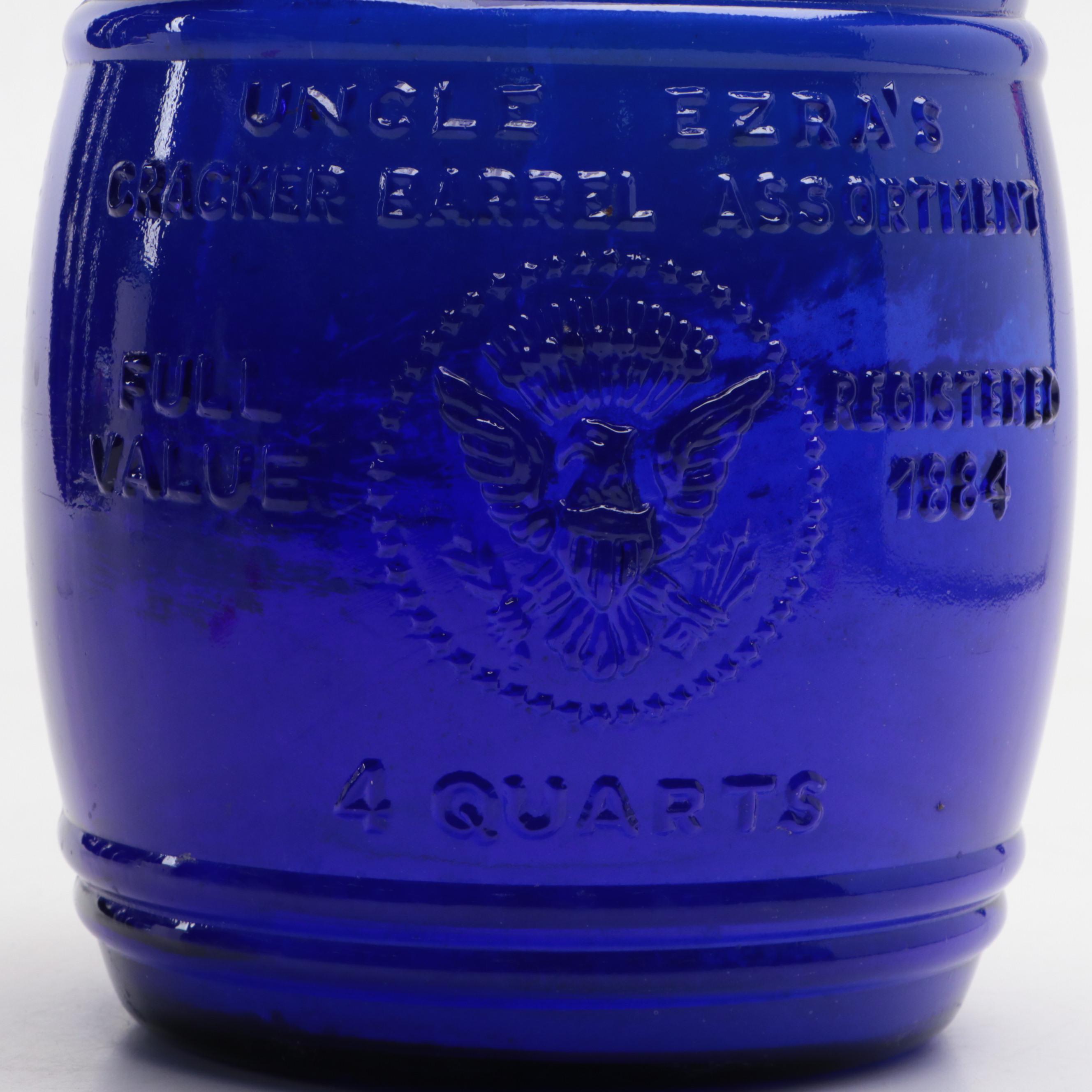 Cracker Barrel Cobalt Glass Cookie Jars