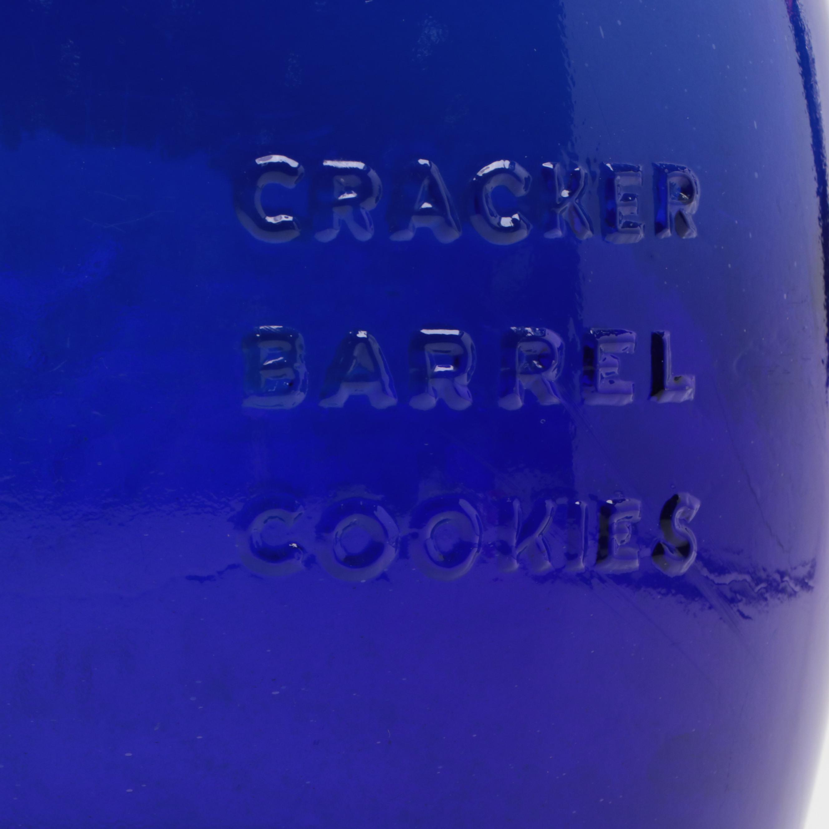 Cracker Barrel Cobalt Glass Cookie Jars