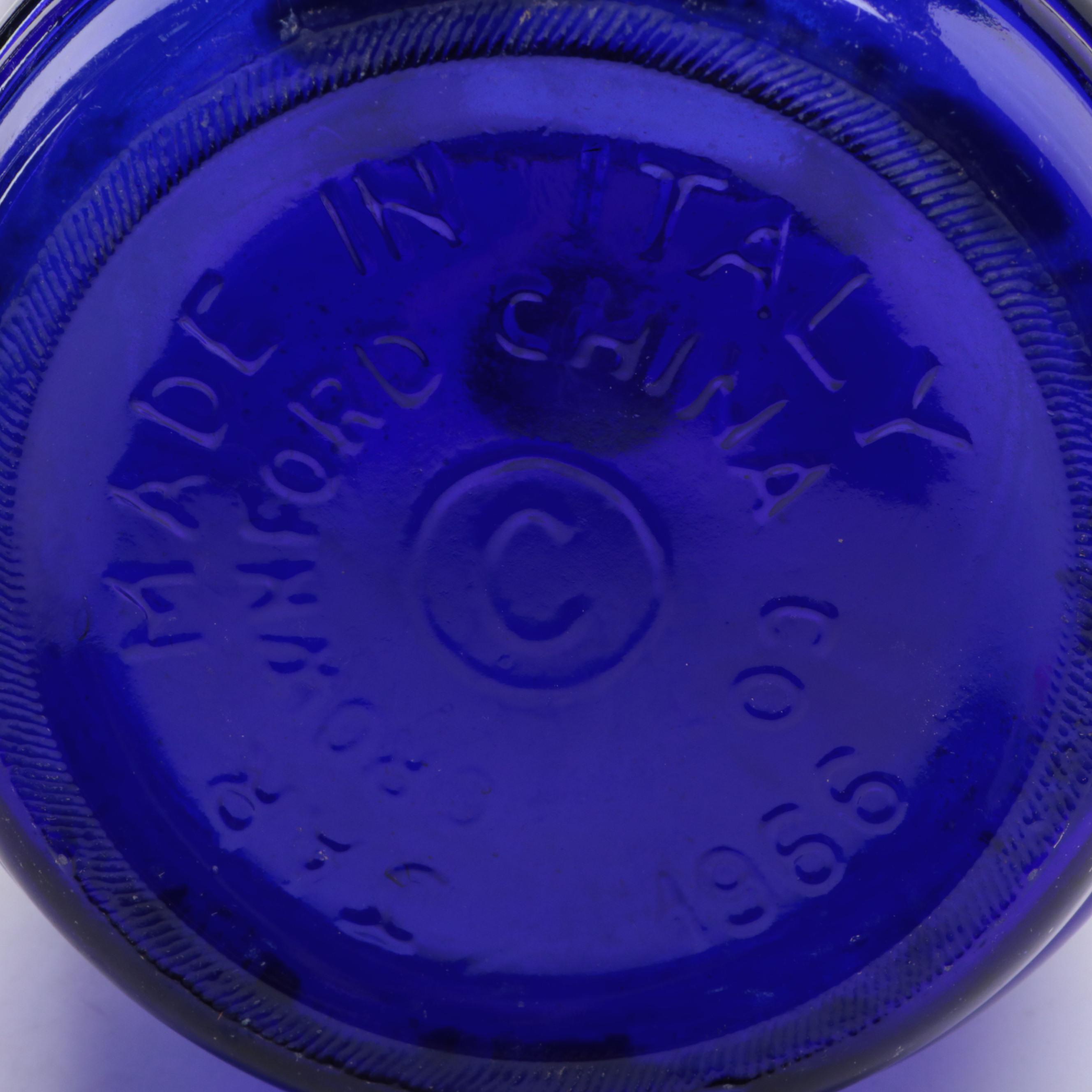 Cracker Barrel Cobalt Glass Cookie Jars