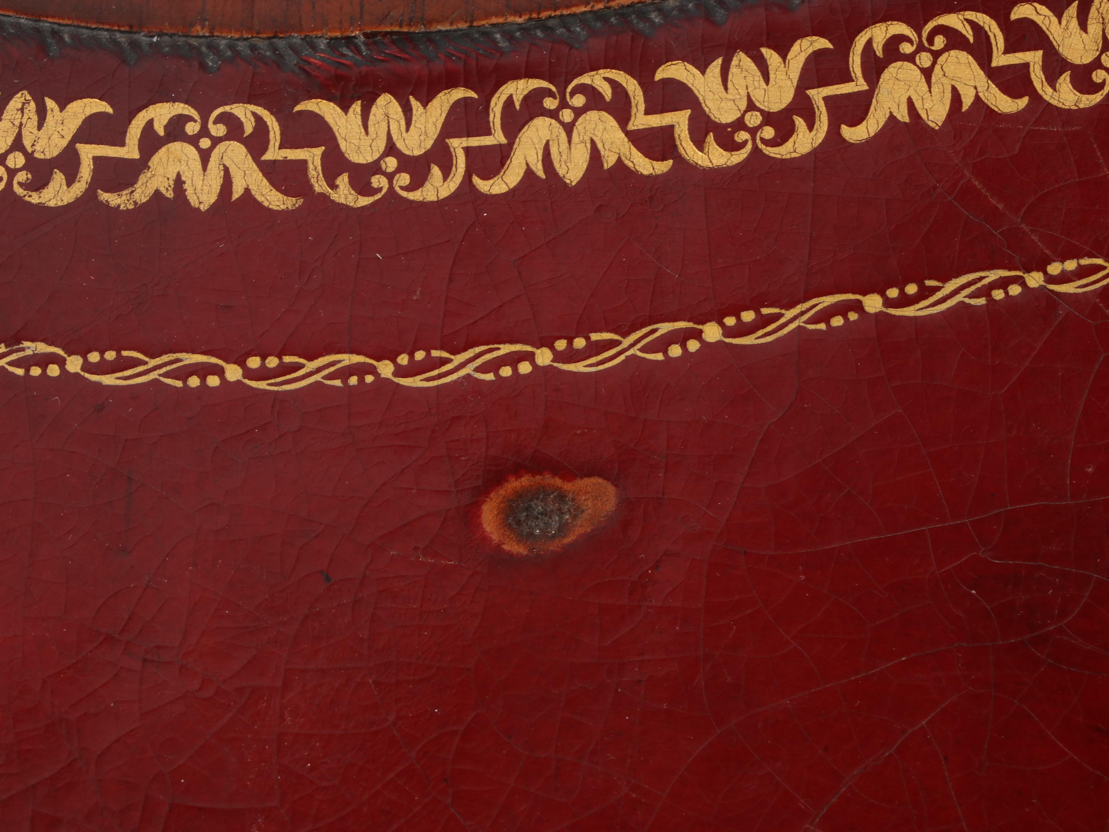 Duncan Phyfe Style Mahogany Finish Leather Top Side Table, Mid-20th Century