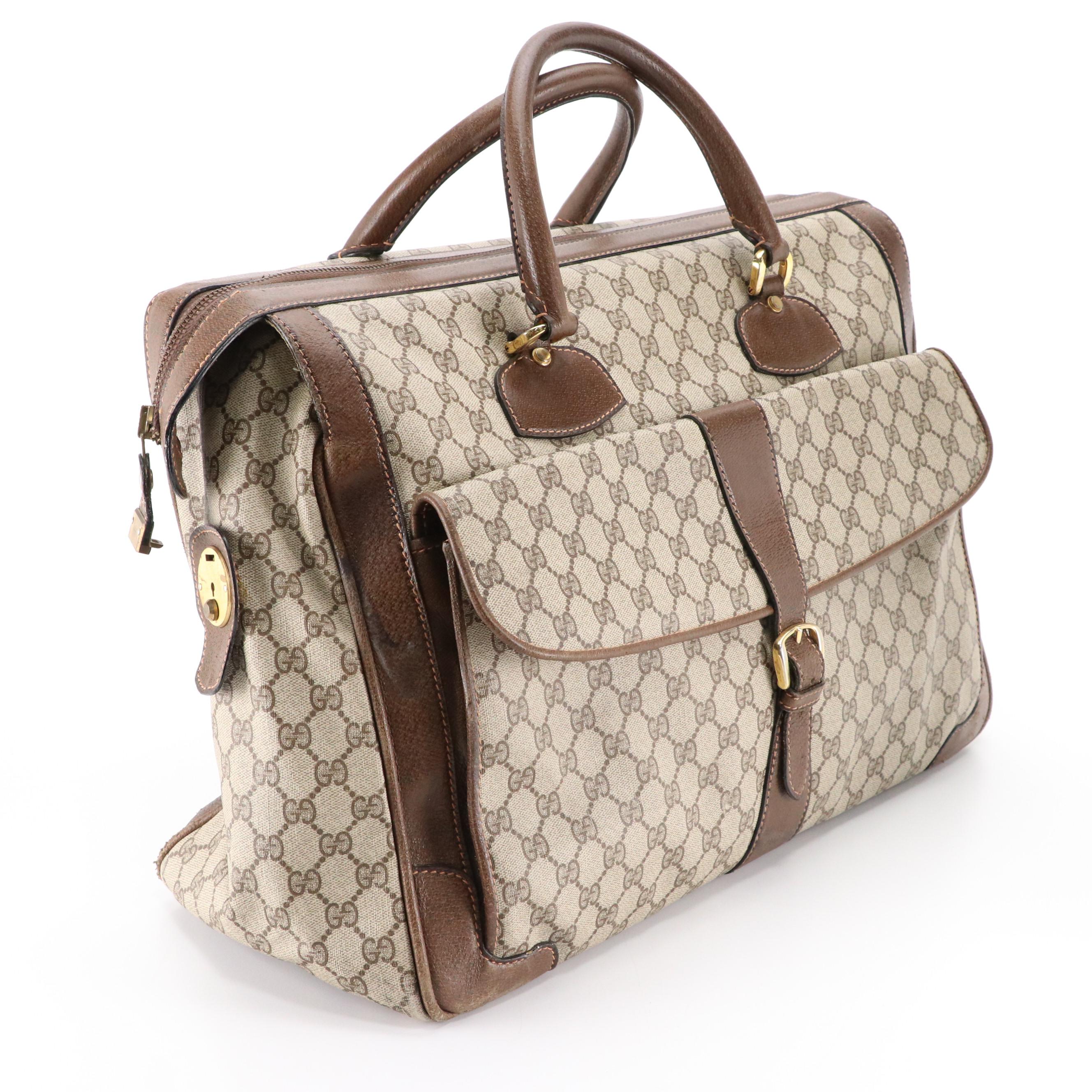 Gucci Supreme Canvas and Cinghiale Leather Travel Bag
