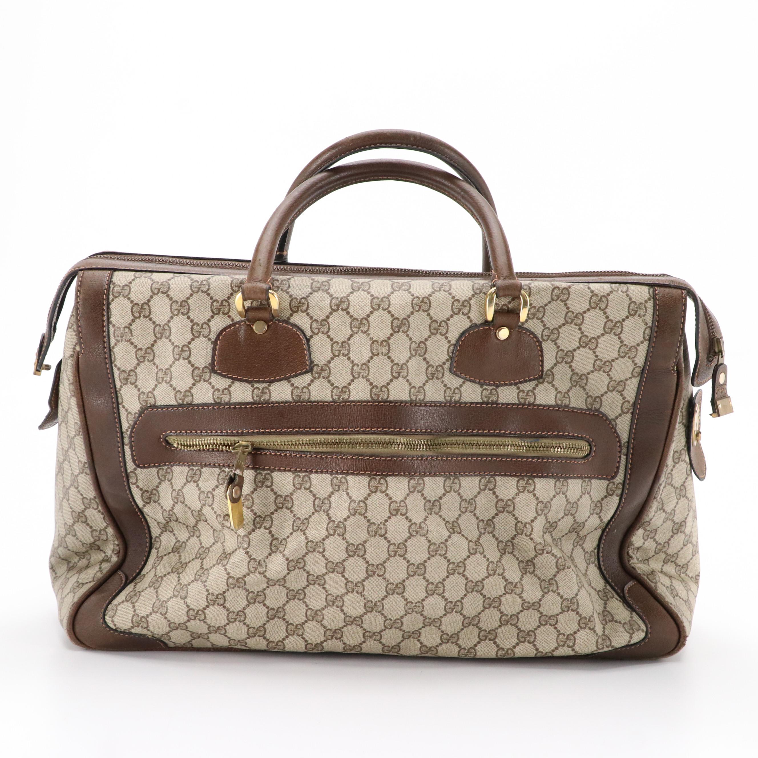 Gucci Supreme Canvas and Cinghiale Leather Travel Bag