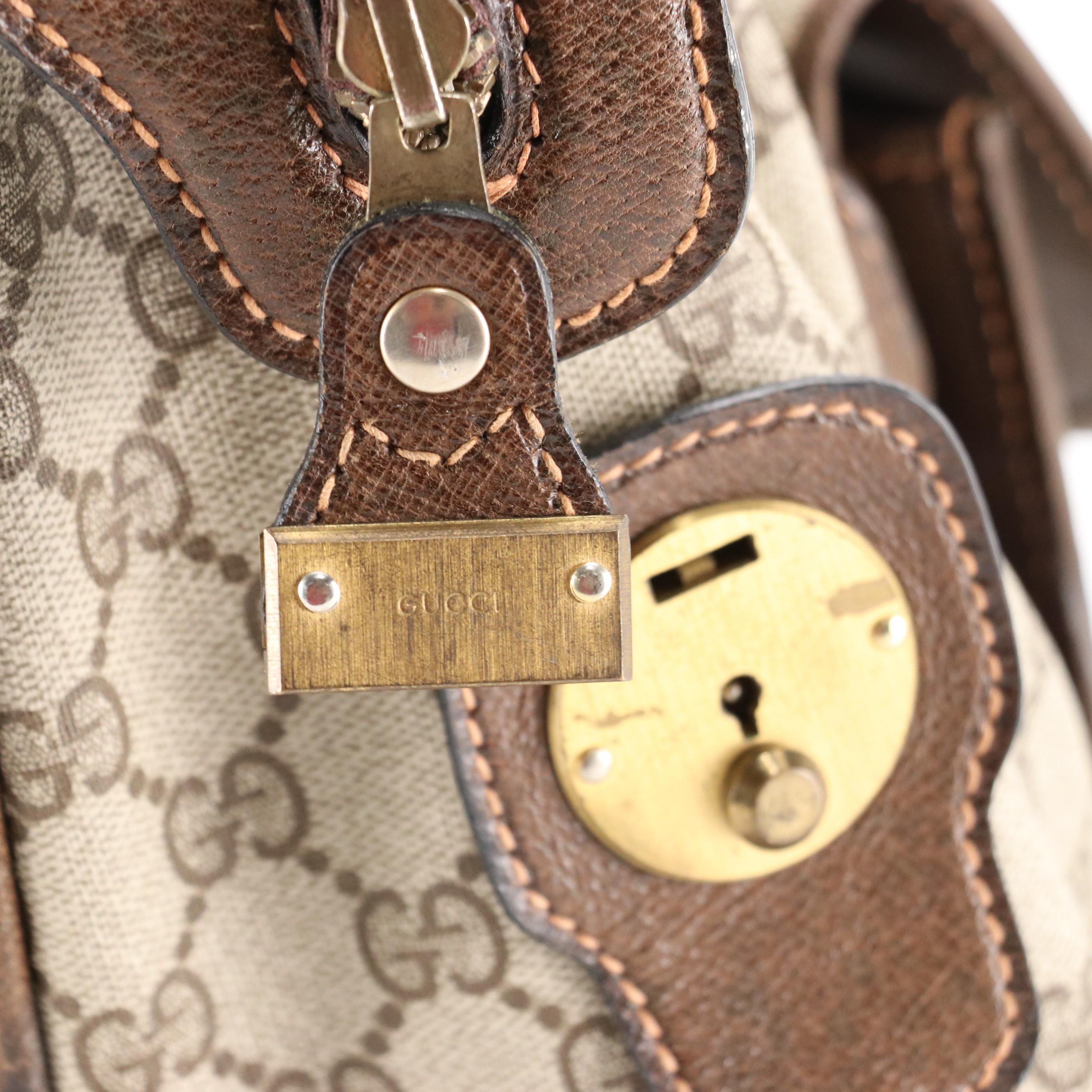 Gucci Supreme Canvas and Cinghiale Leather Travel Bag