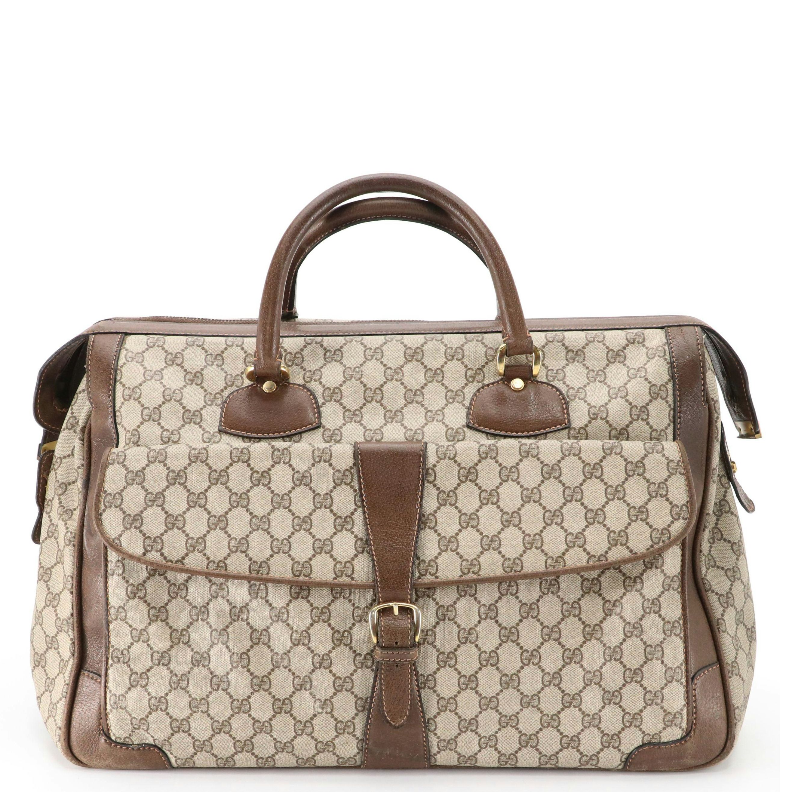 Gucci Supreme Canvas and Cinghiale Leather Travel Bag