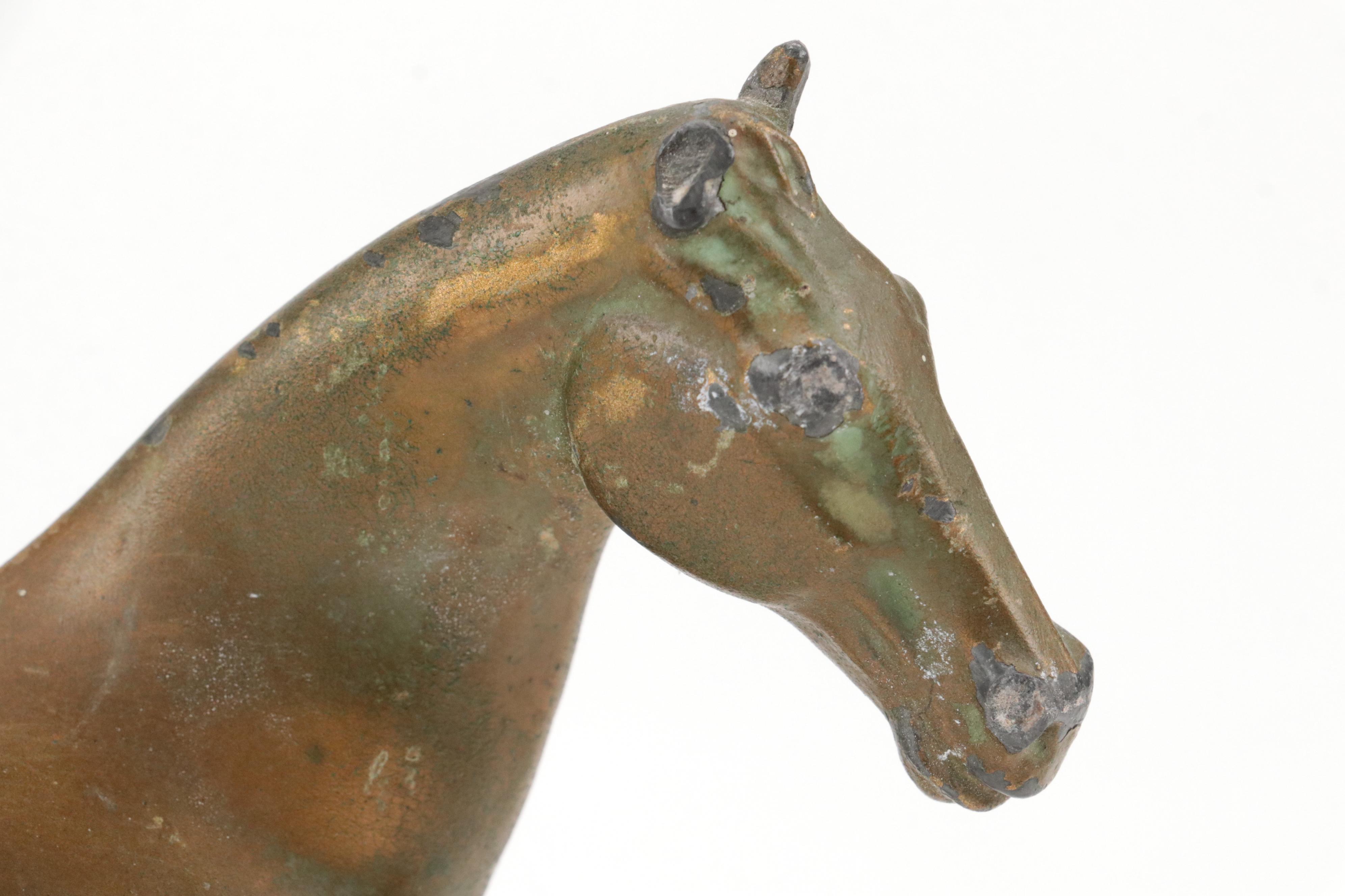 Gilt Cast Metal Horse Figurine, Mid-20th C.
