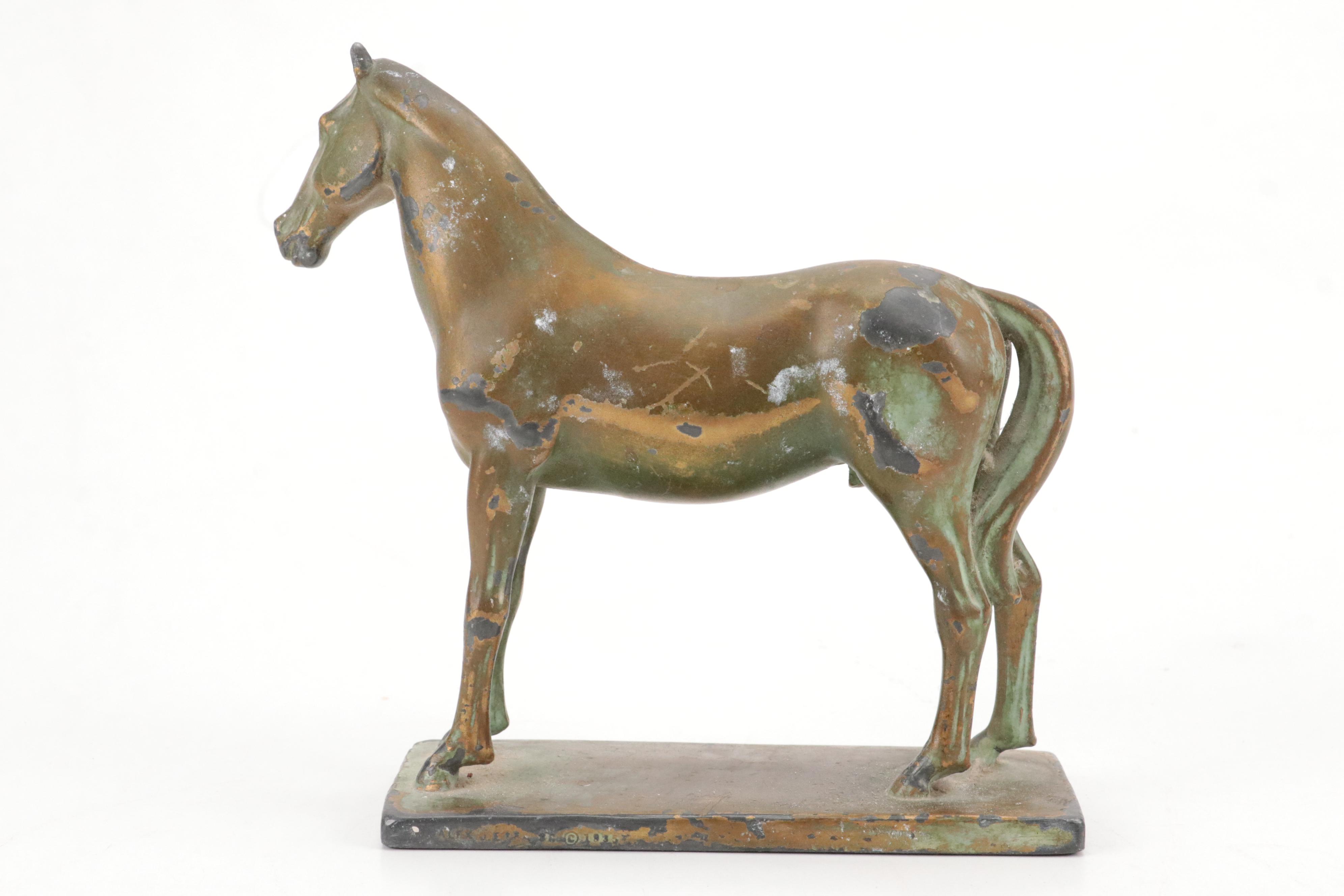 Gilt Cast Metal Horse Figurine, Mid-20th C.