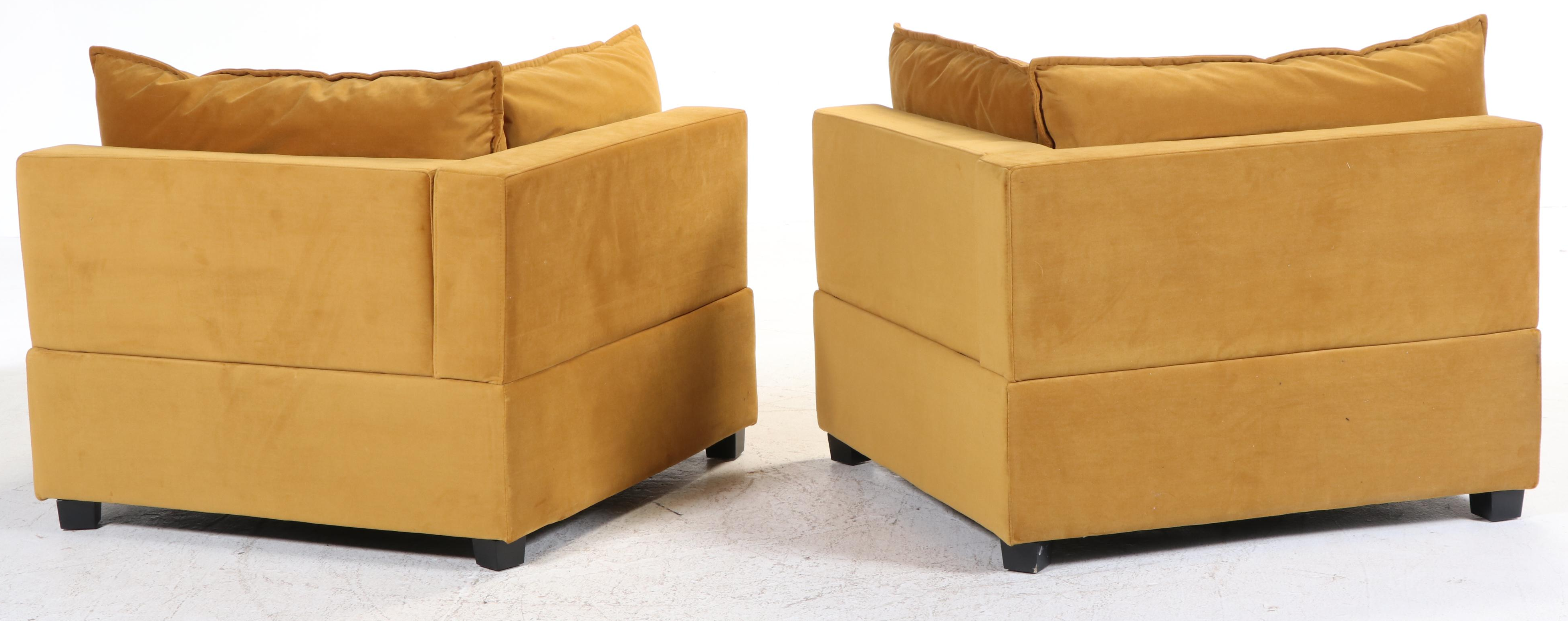 Albany Park "Kova" Yellow Velvet Upholstered Two-Piece Sectional Sofa