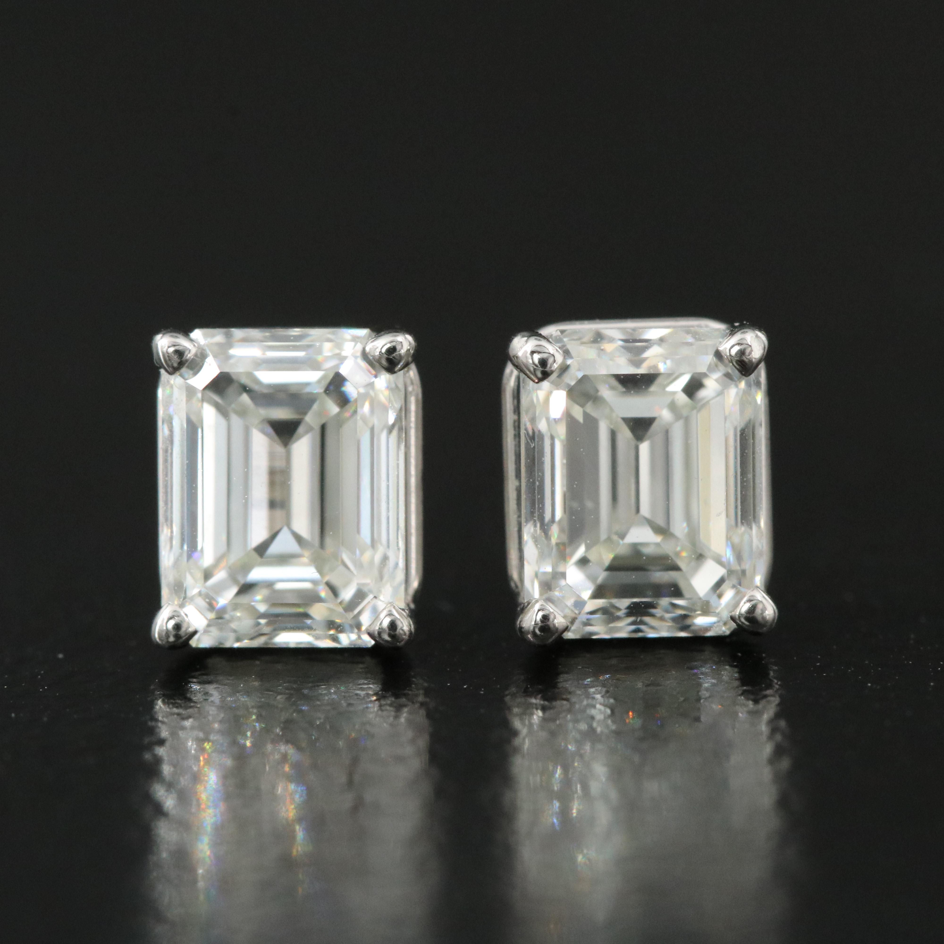 Platinum 1.82 CTW Diamond Stud Earrings with GIA Reports