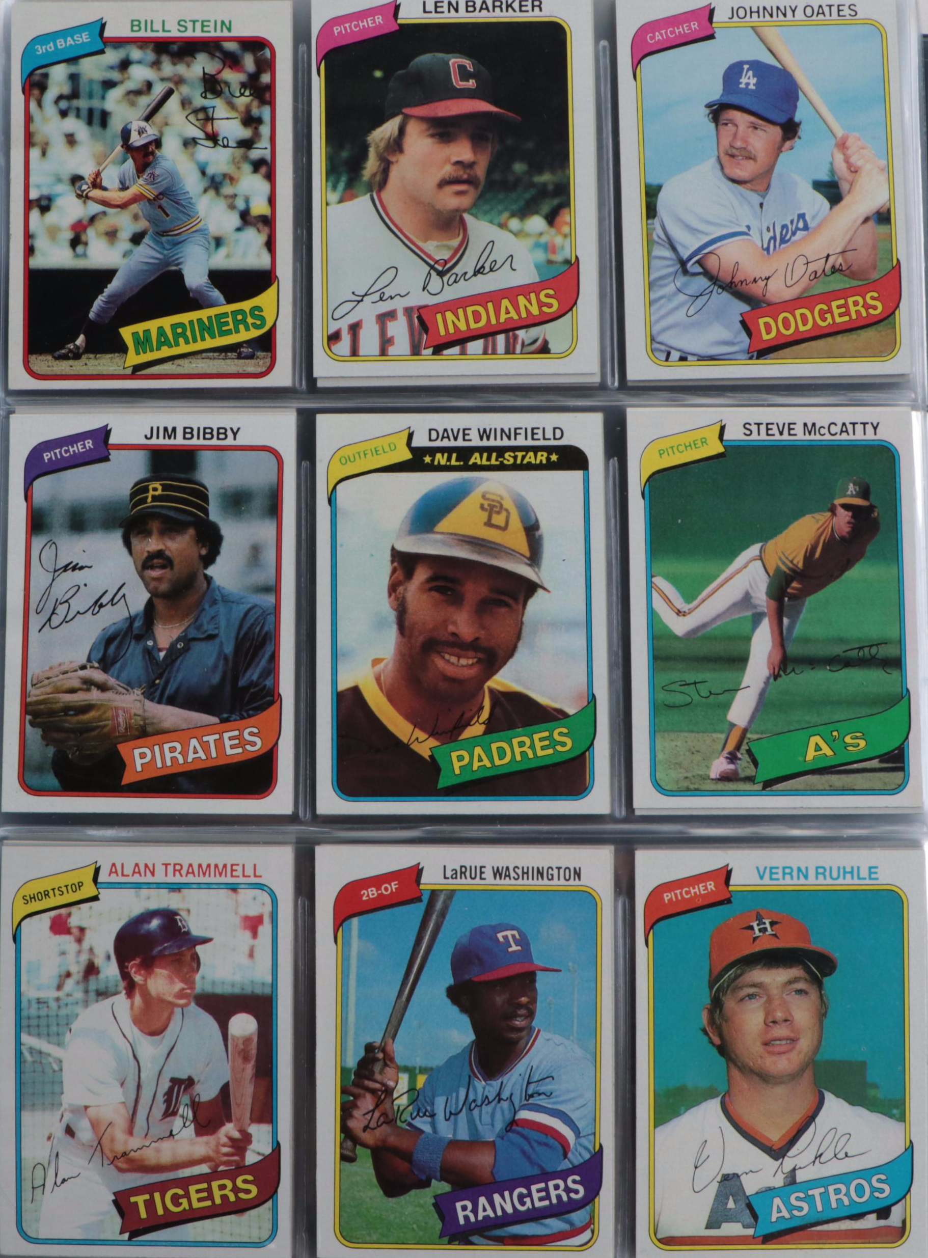 1980 Topps Baseball Card Set Featuring Rickey Henderson Rookie Card and More