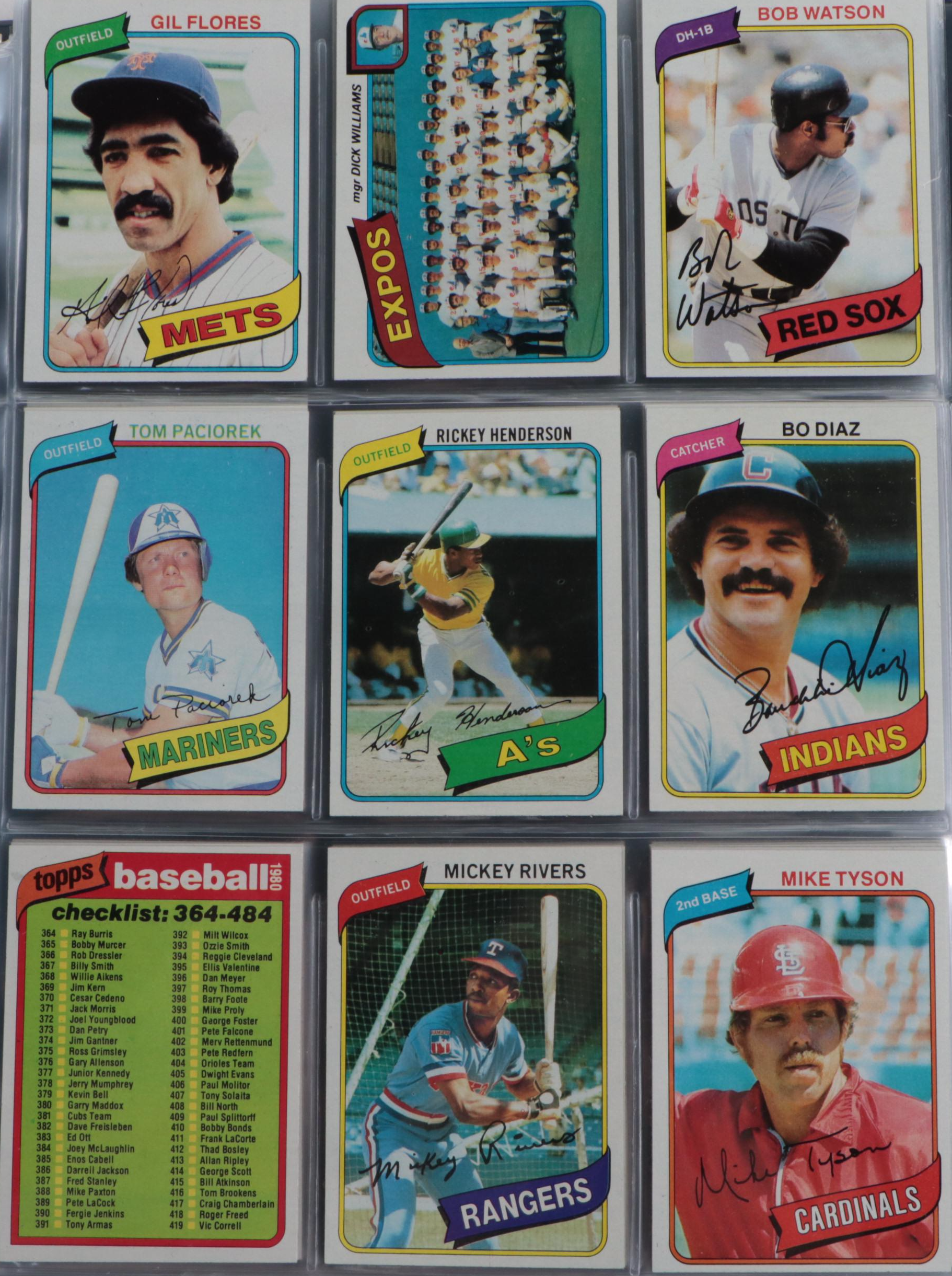 1980 Topps Baseball Card Set Featuring Rickey Henderson Rookie Card and More