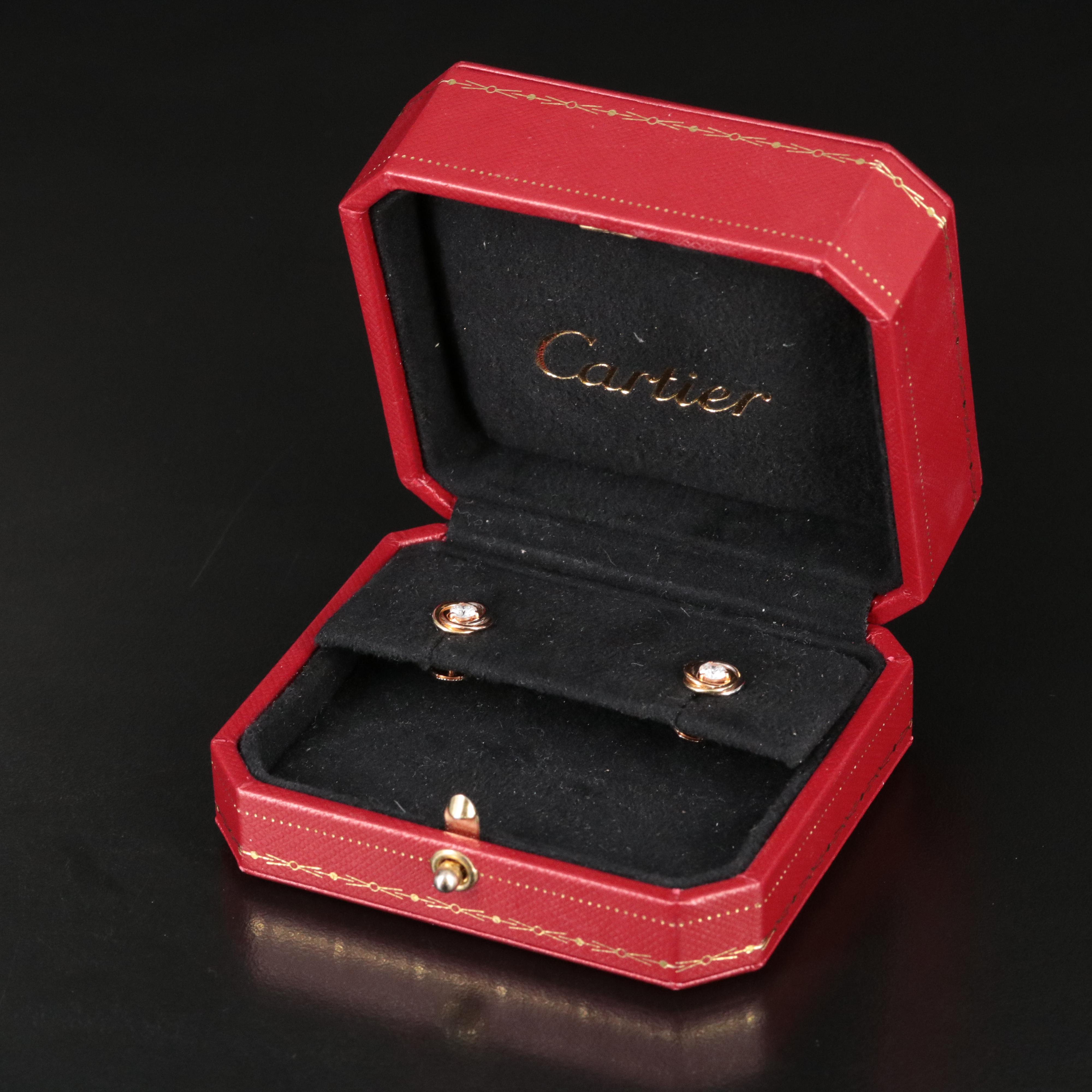 Cartier Trinity de Cartier 18K Tri-Color 0.36 CTW Diamond Stud Earrings