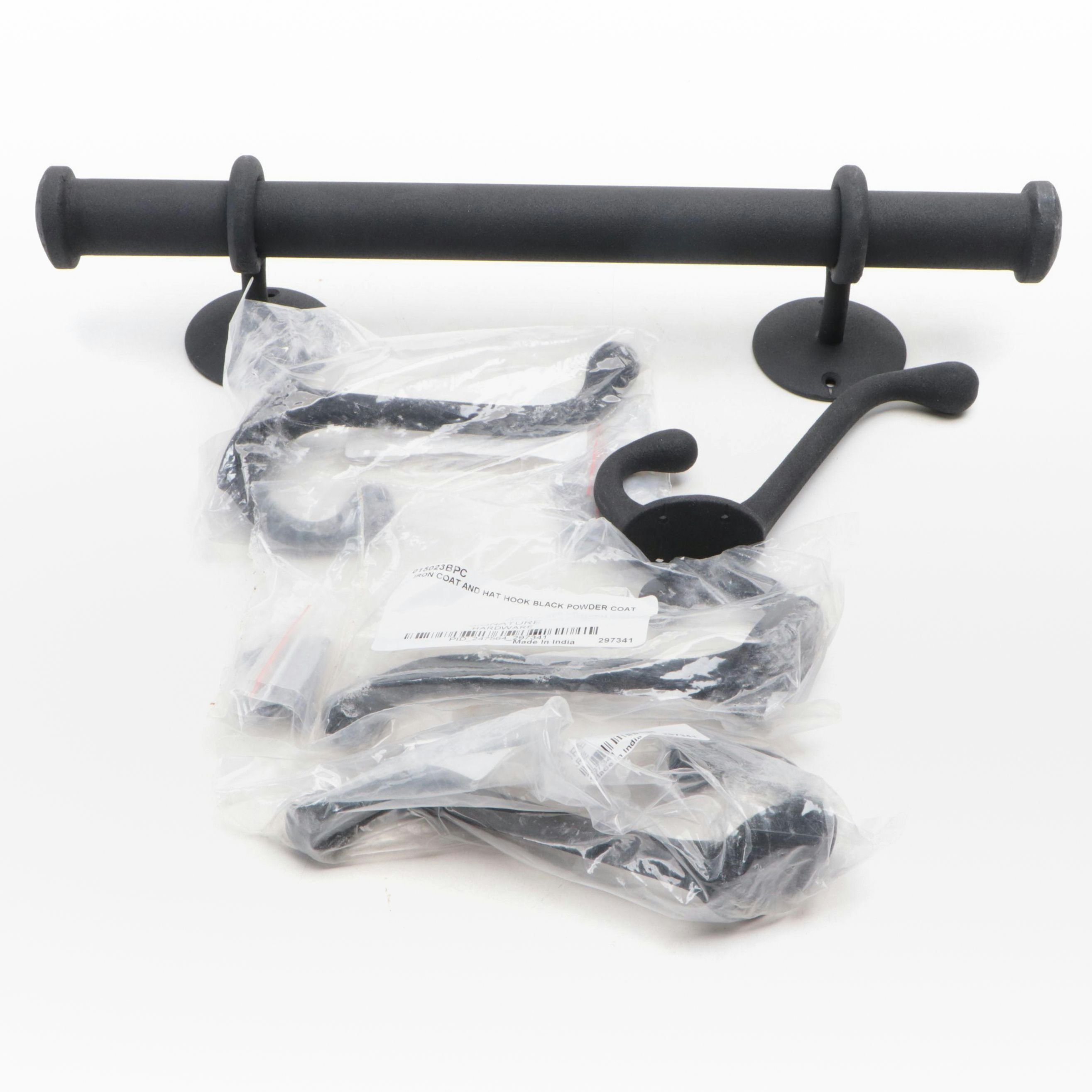Black Powder Coat Double Coat Hooks and Handle Pull