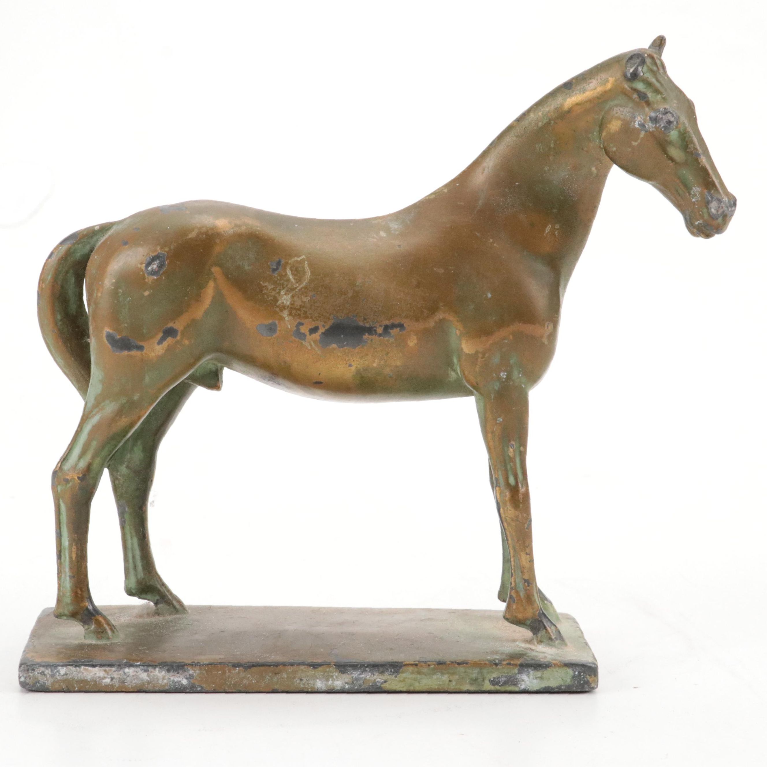 Gilt Cast Metal Horse Figurine, Mid-20th C.