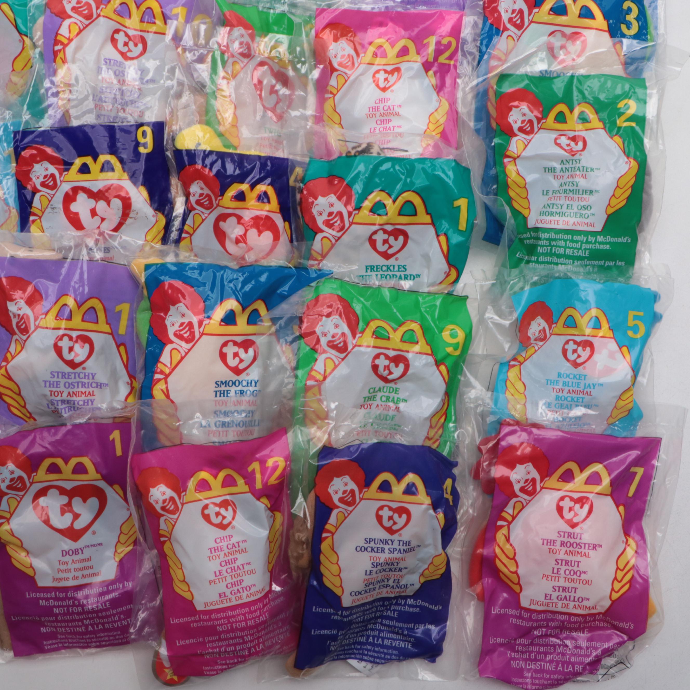 McDonald's Ty Beanie Baby Toys Including "Claude the Crab"