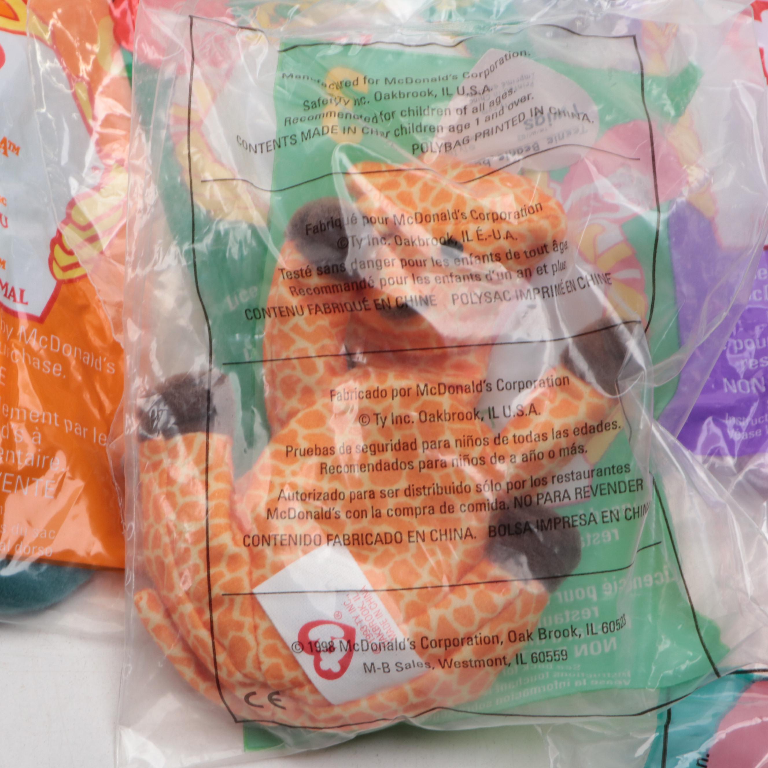 McDonald's Ty Beanie Baby Toys Including "Claude the Crab"