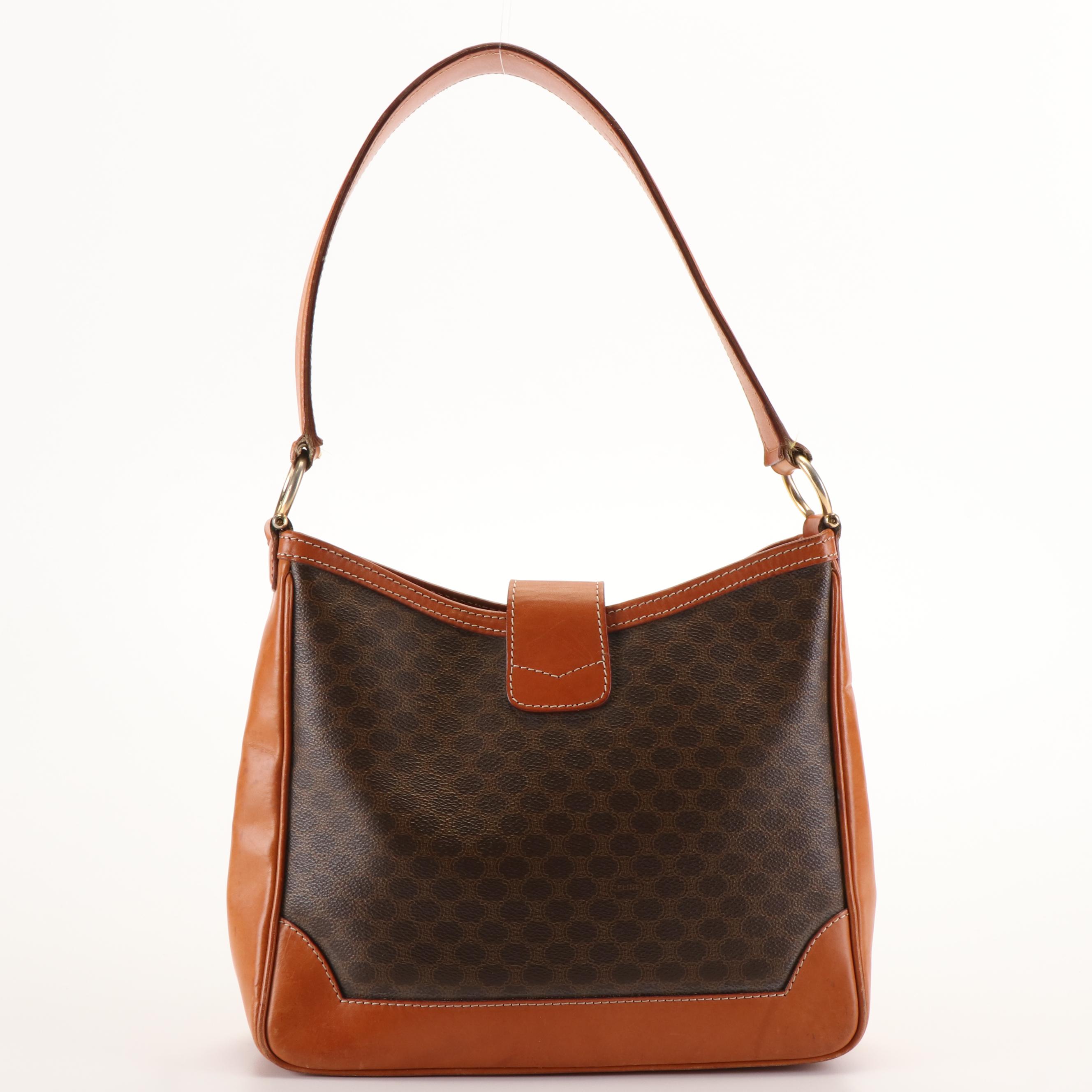 Celine Macadam Gancini Shoulder Bag in Coated Canvas and Leather