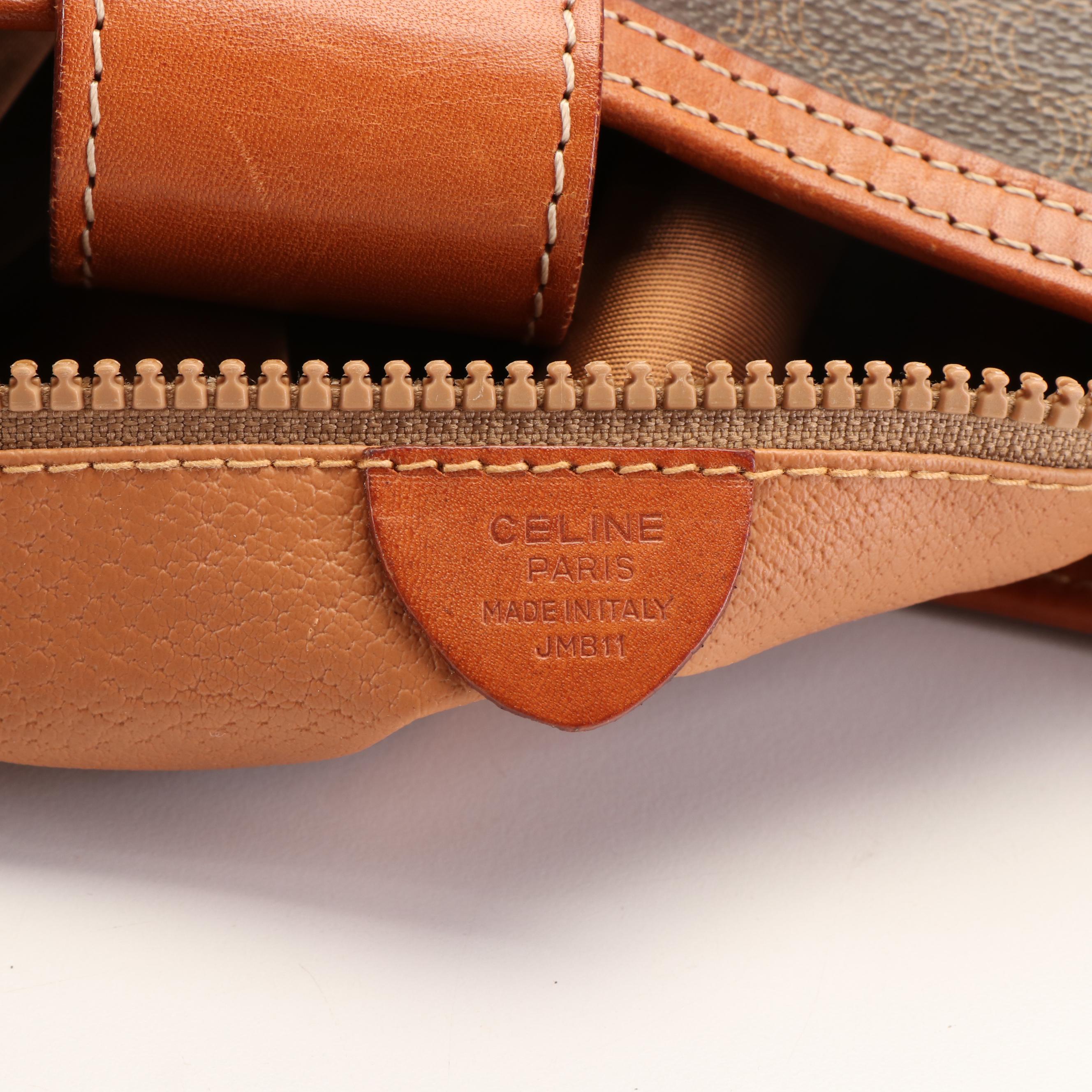 Celine Macadam Gancini Shoulder Bag in Coated Canvas and Leather