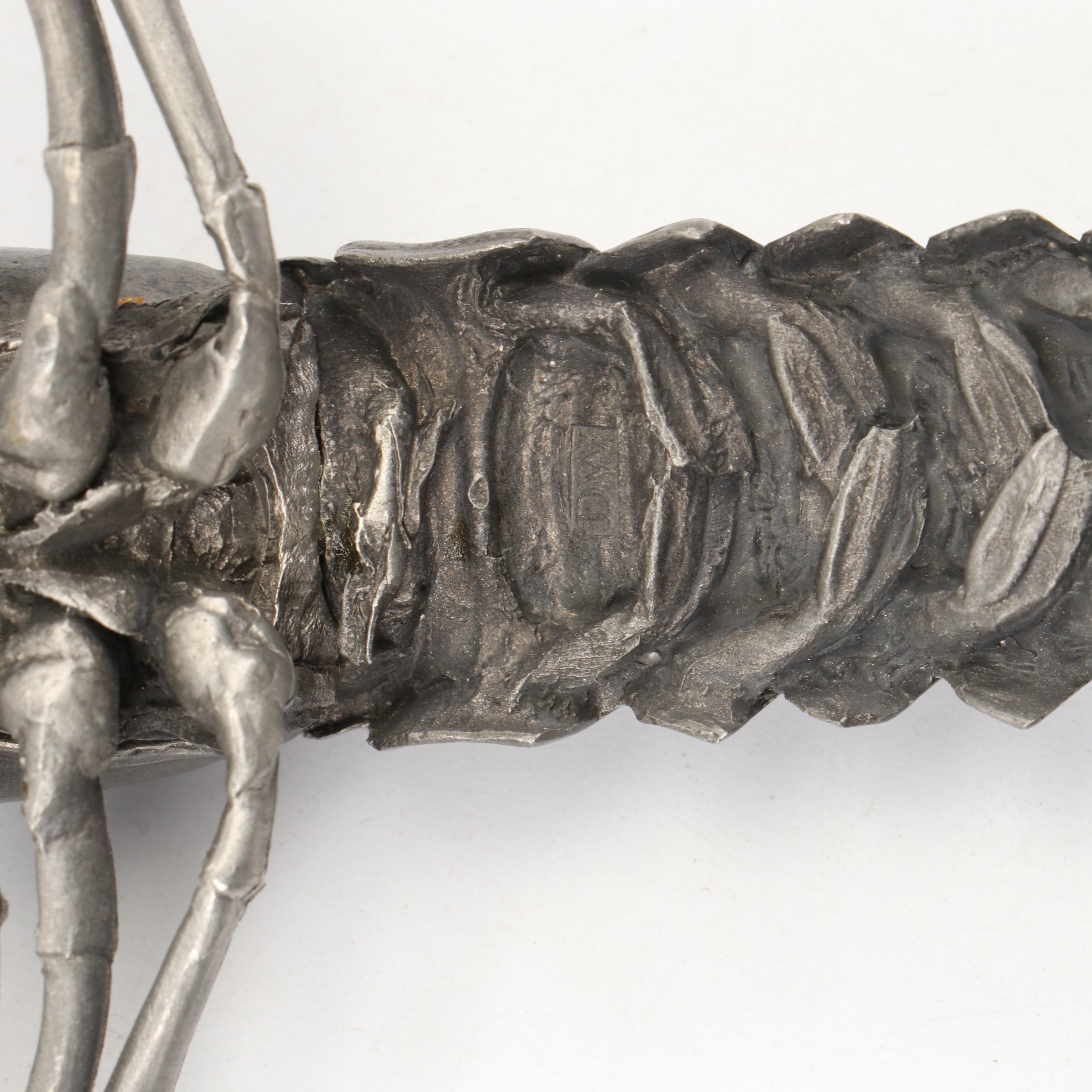 Kate Brown "Fish" Terracotta Oval Centerpiece Bowl with Pewter Lobster Figurine