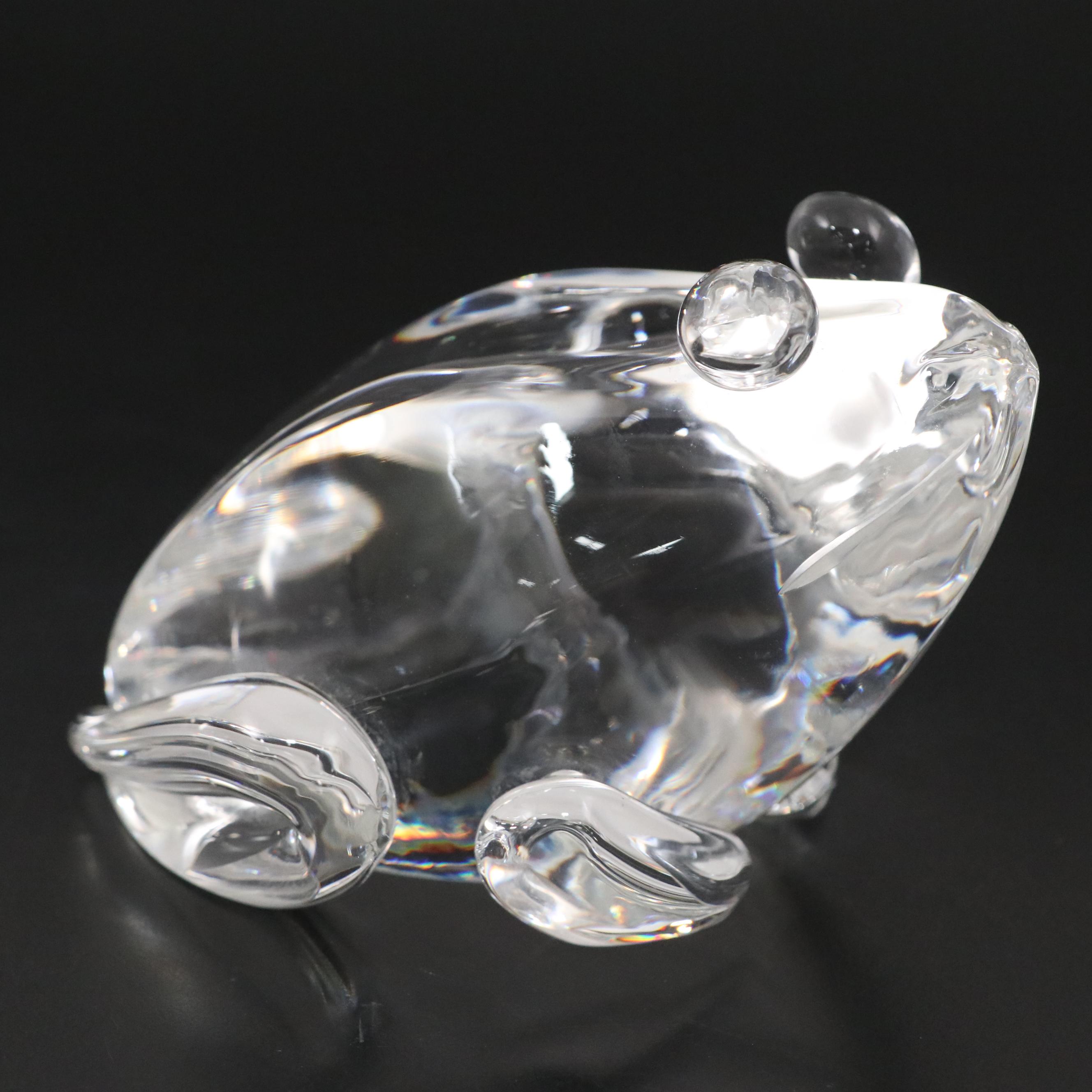 Steuben Art Glass "Frog" and "Fish" Figurines, Mid/Late 20th Century