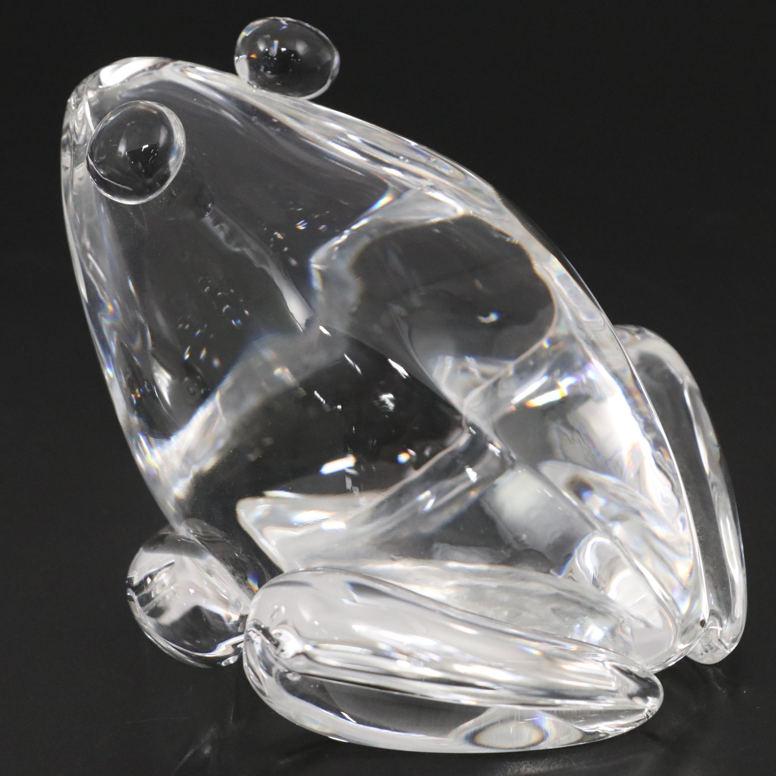 Steuben Art Glass "Frog" and "Fish" Figurines, Mid/Late 20th Century