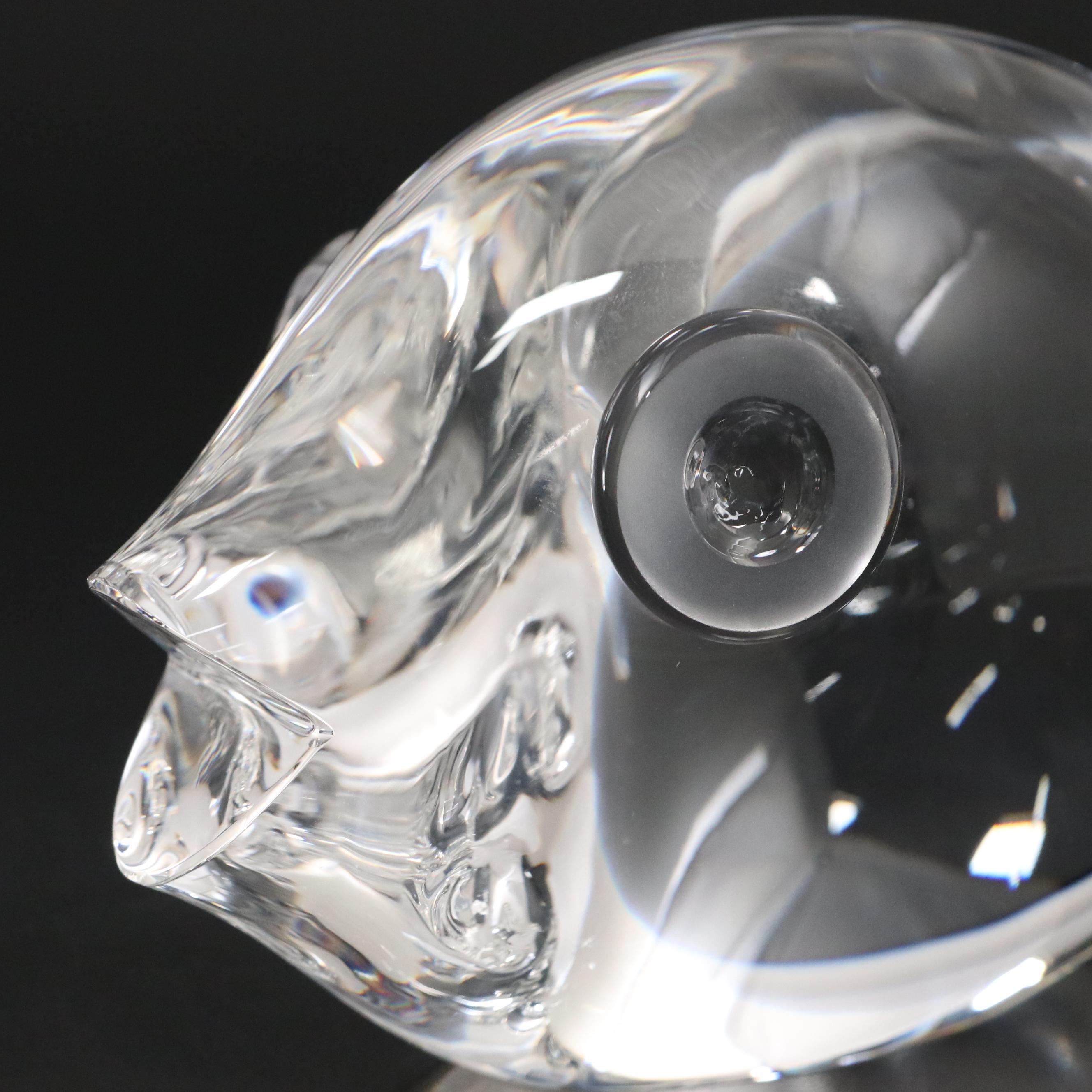 Steuben Art Glass "Frog" and "Fish" Figurines, Mid/Late 20th Century