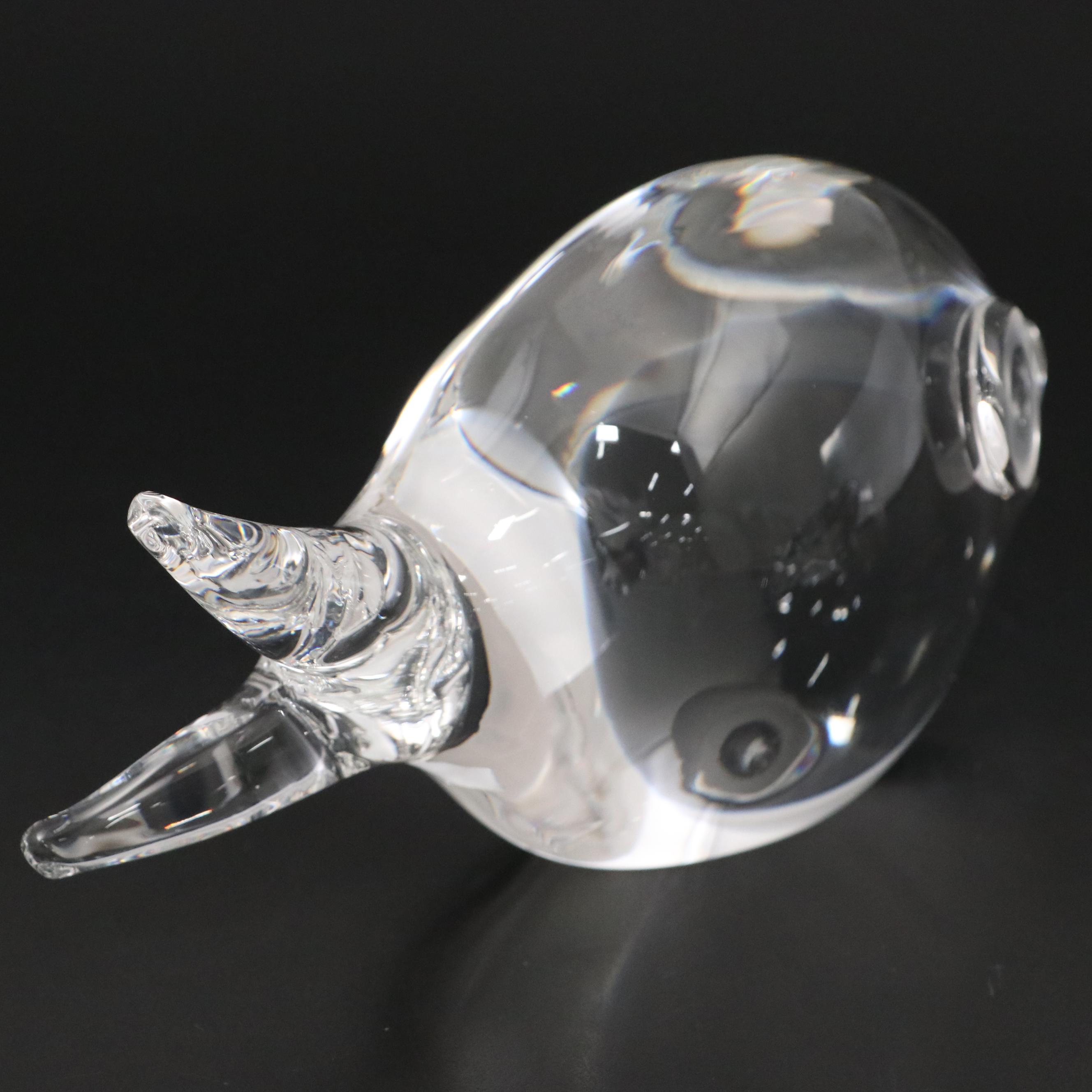 Steuben Art Glass "Frog" and "Fish" Figurines, Mid/Late 20th Century
