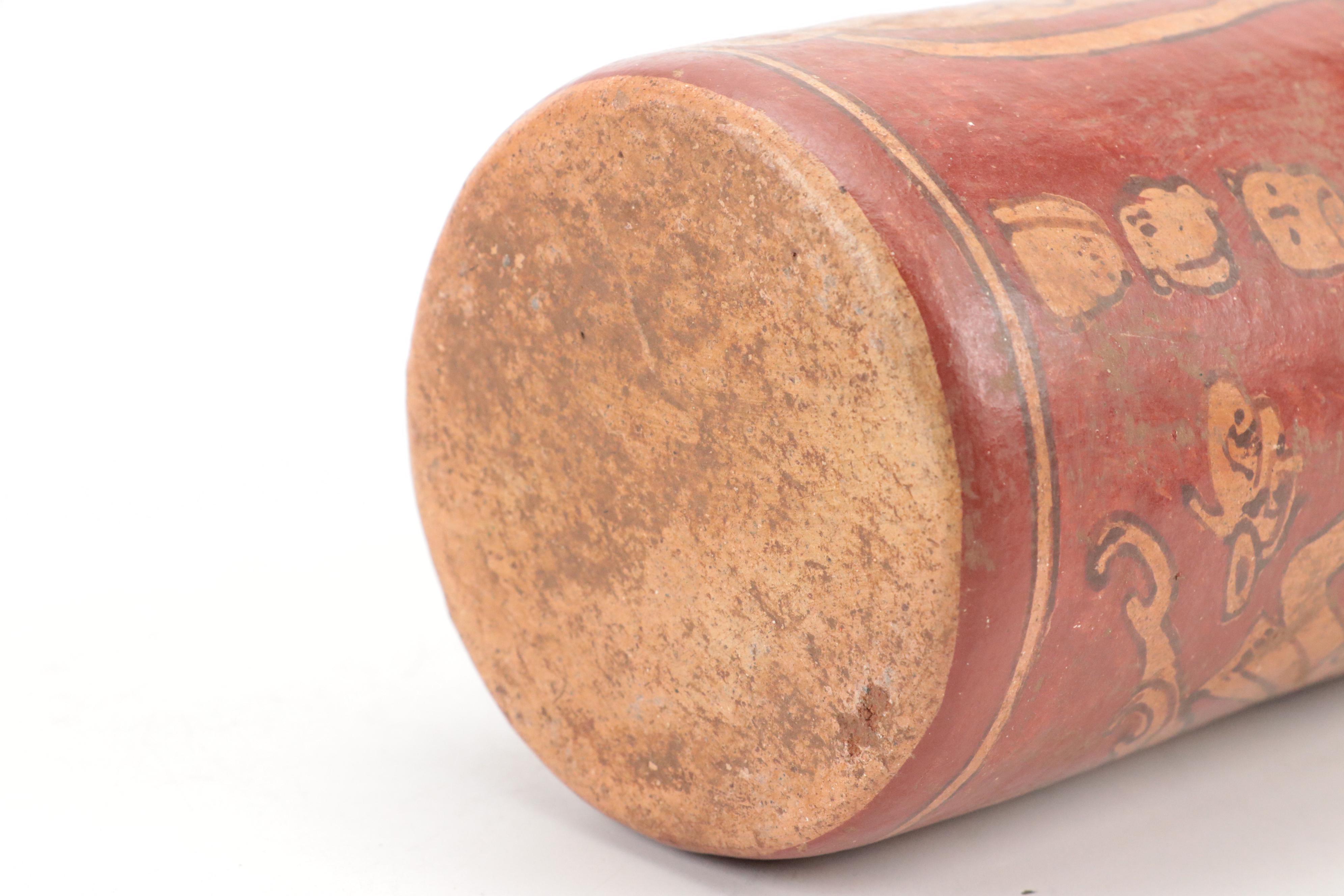 Pre-Columbian Mayan Style Polychrome Stoneware Vessel, 20th Century