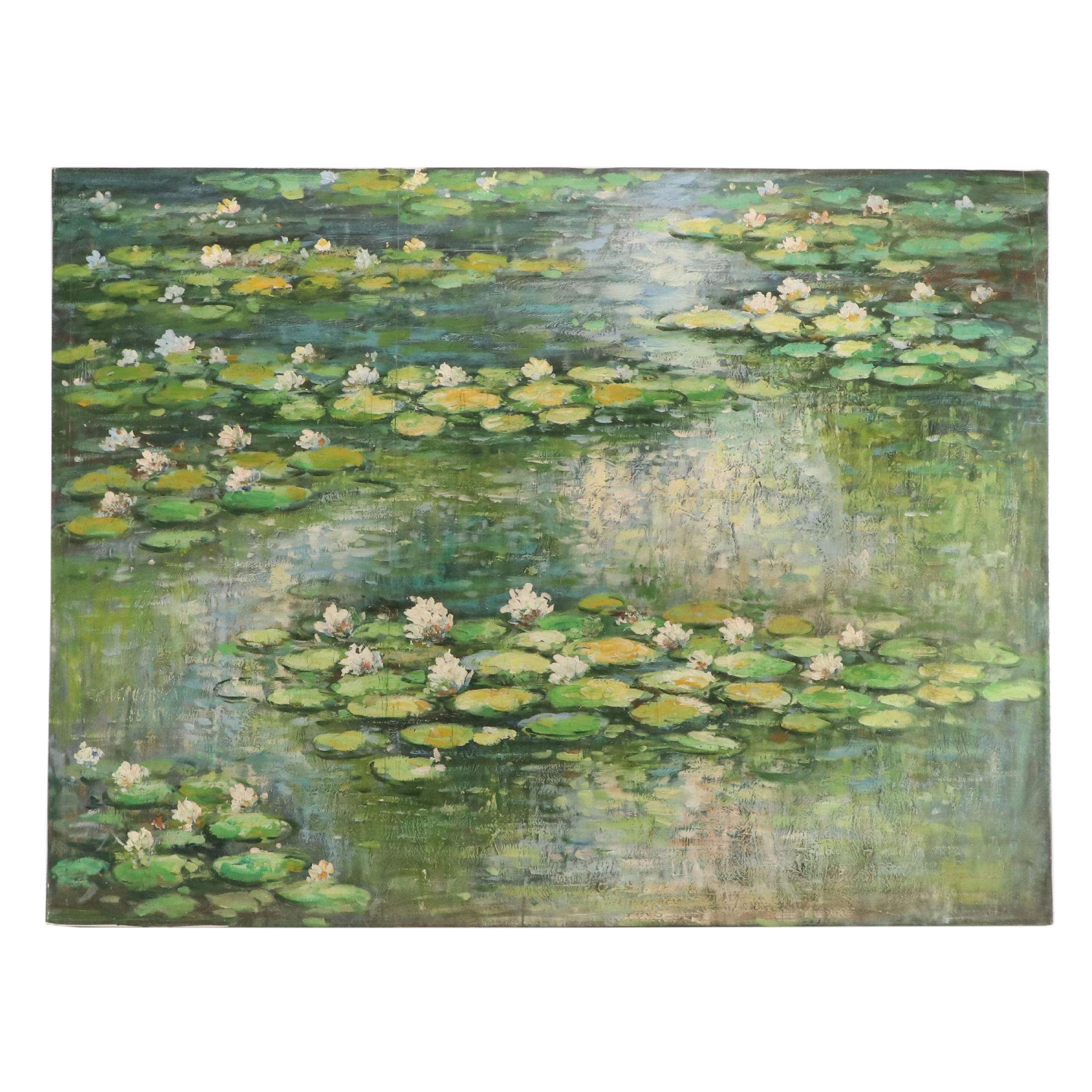 Landscape Oil Painting of Lily Pads