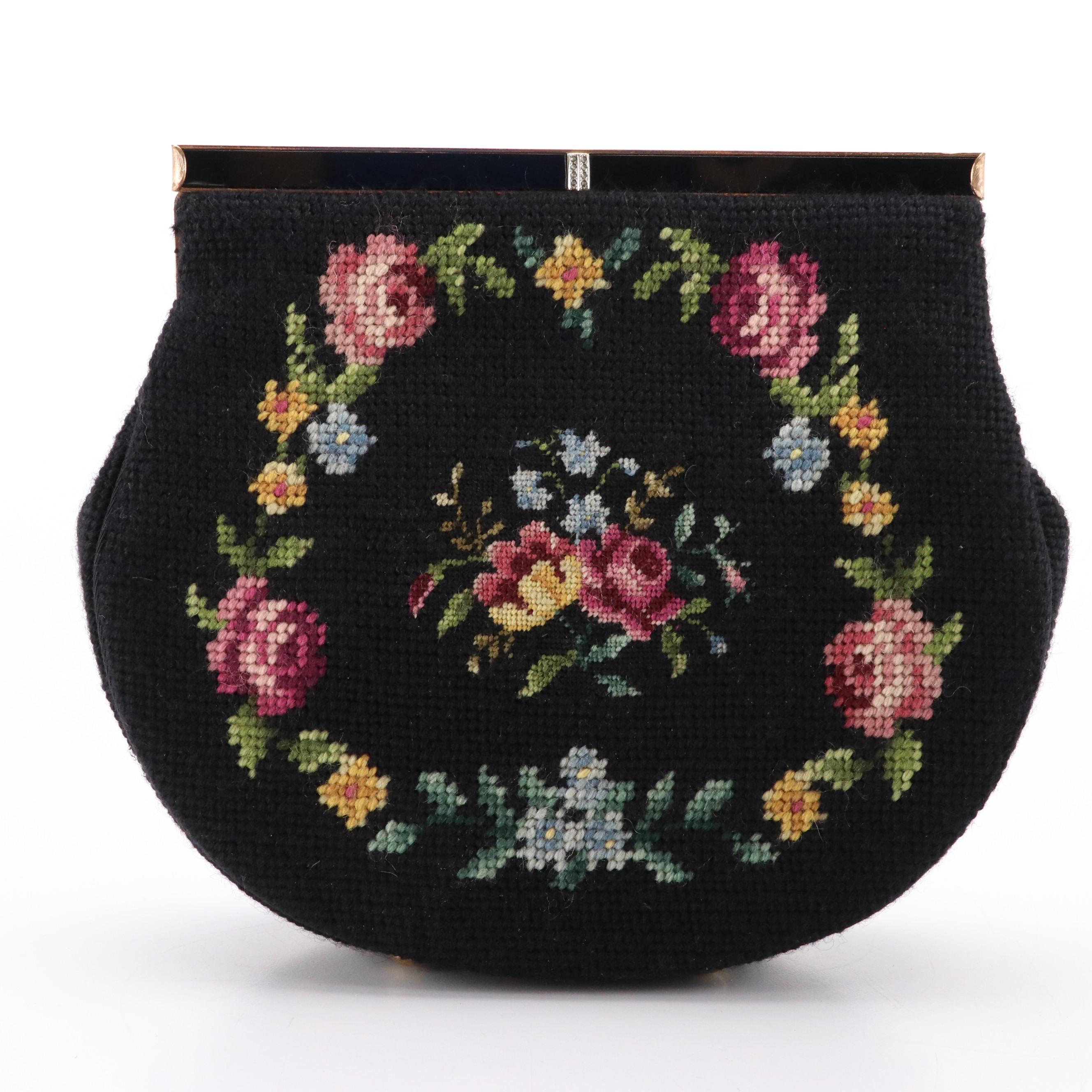 Lumos of London Leather Handbag, Switkes Floral Needlepoint Chain Strap Bag