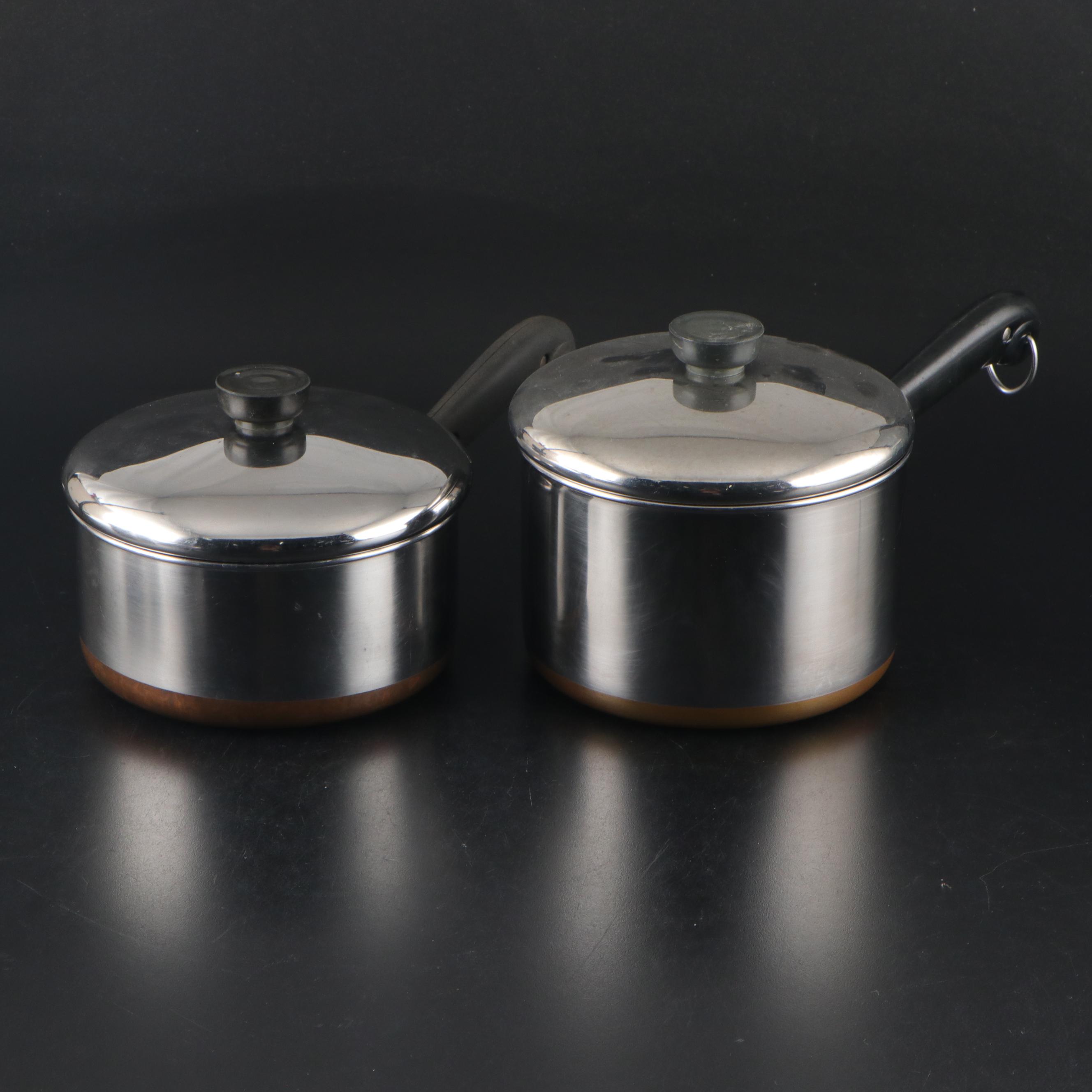 Revere Ware Copper Bottom Pots and Pans with Chefmate Sieve and Colander