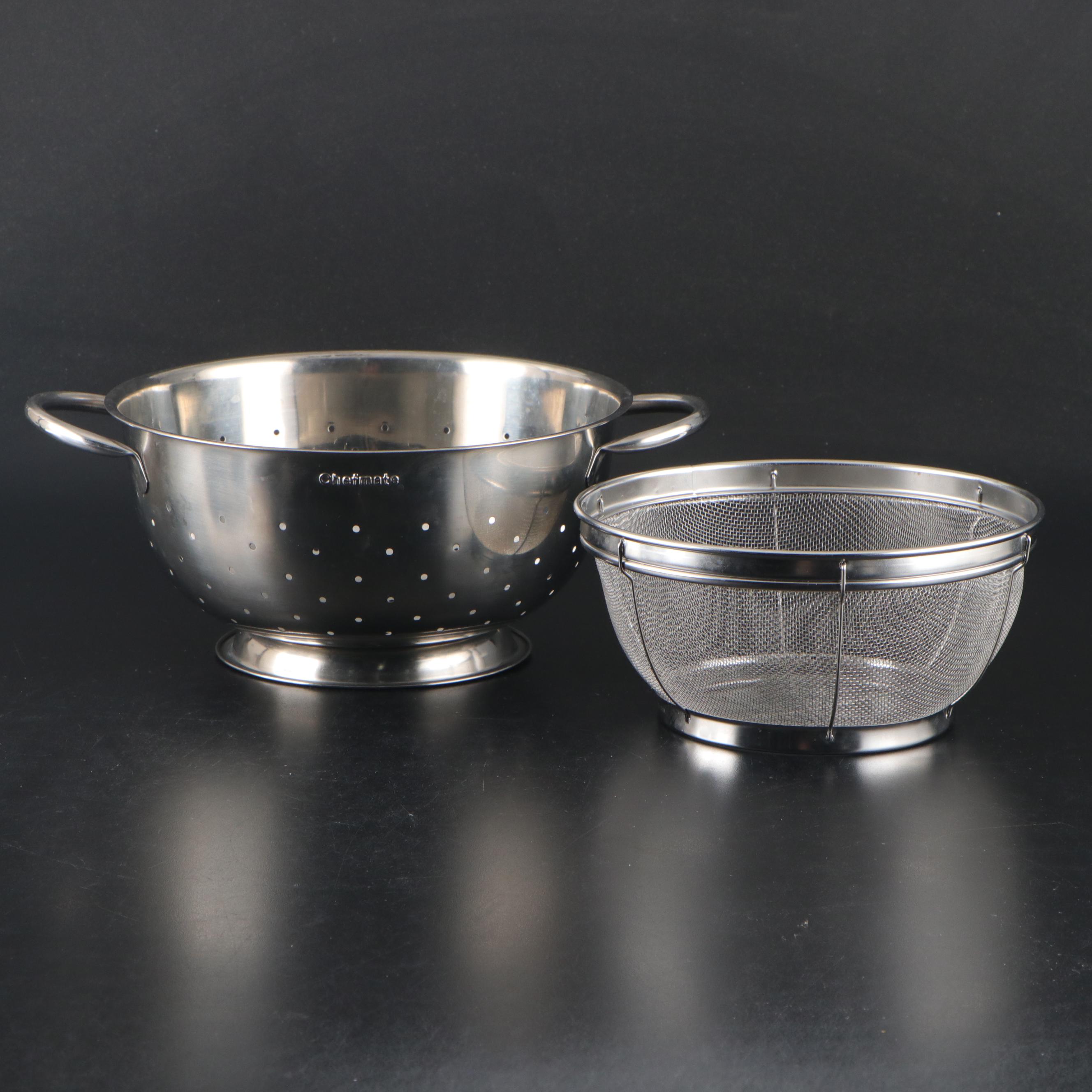 Revere Ware Copper Bottom Pots and Pans with Chefmate Sieve and Colander