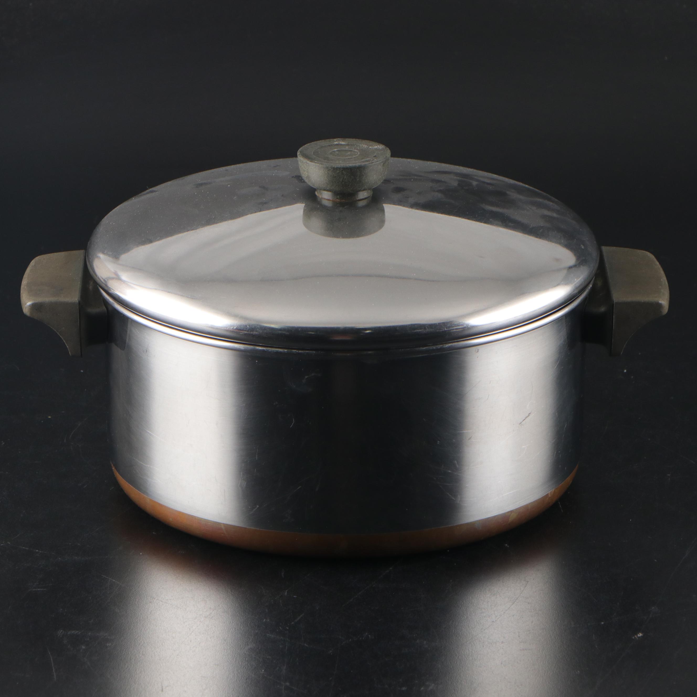 Revere Ware Copper Bottom Pots and Pans with Chefmate Sieve and Colander