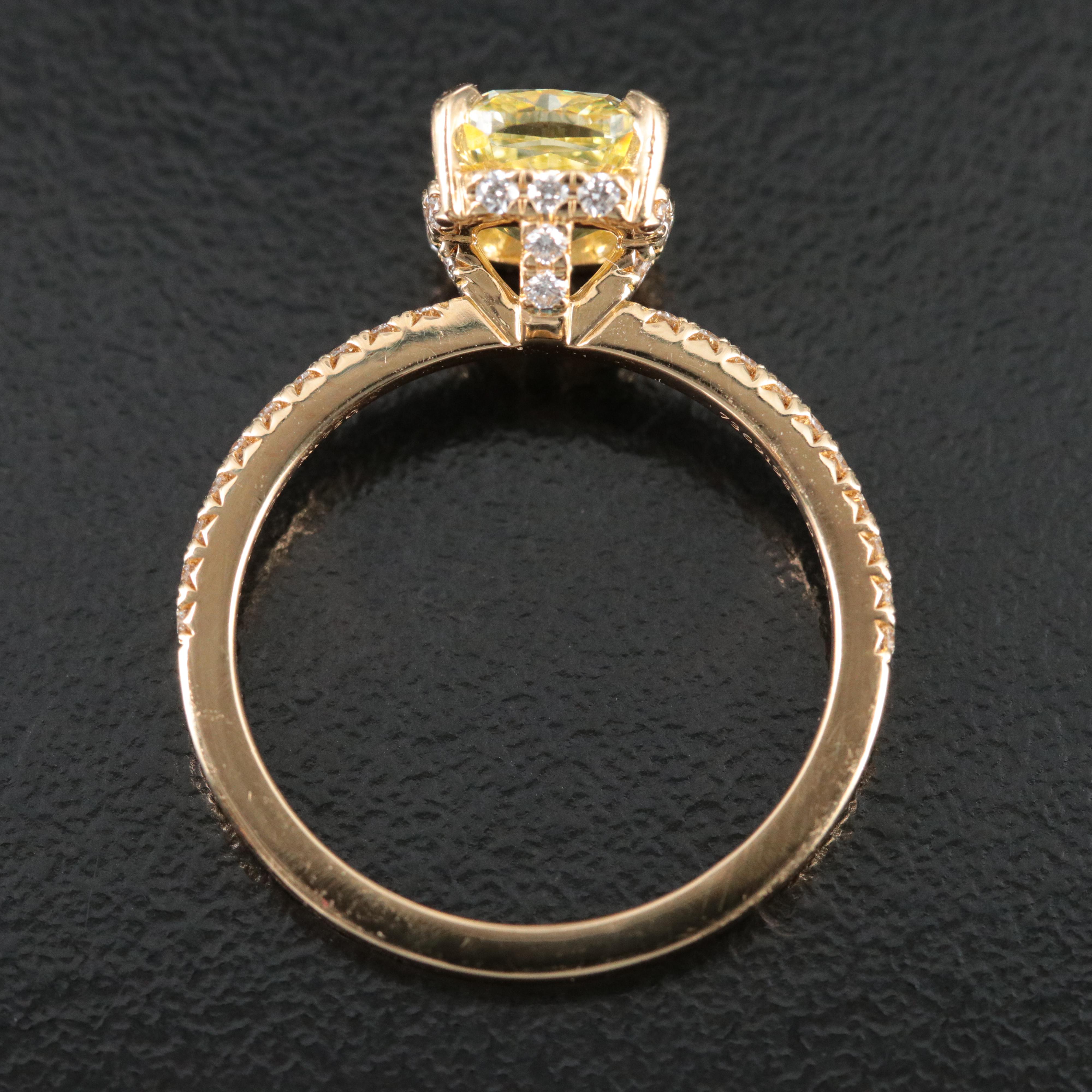 Tiffany & Co. 18K 1.95 CTW Diamond Ring with Fancy Yellow Center and GIA Report