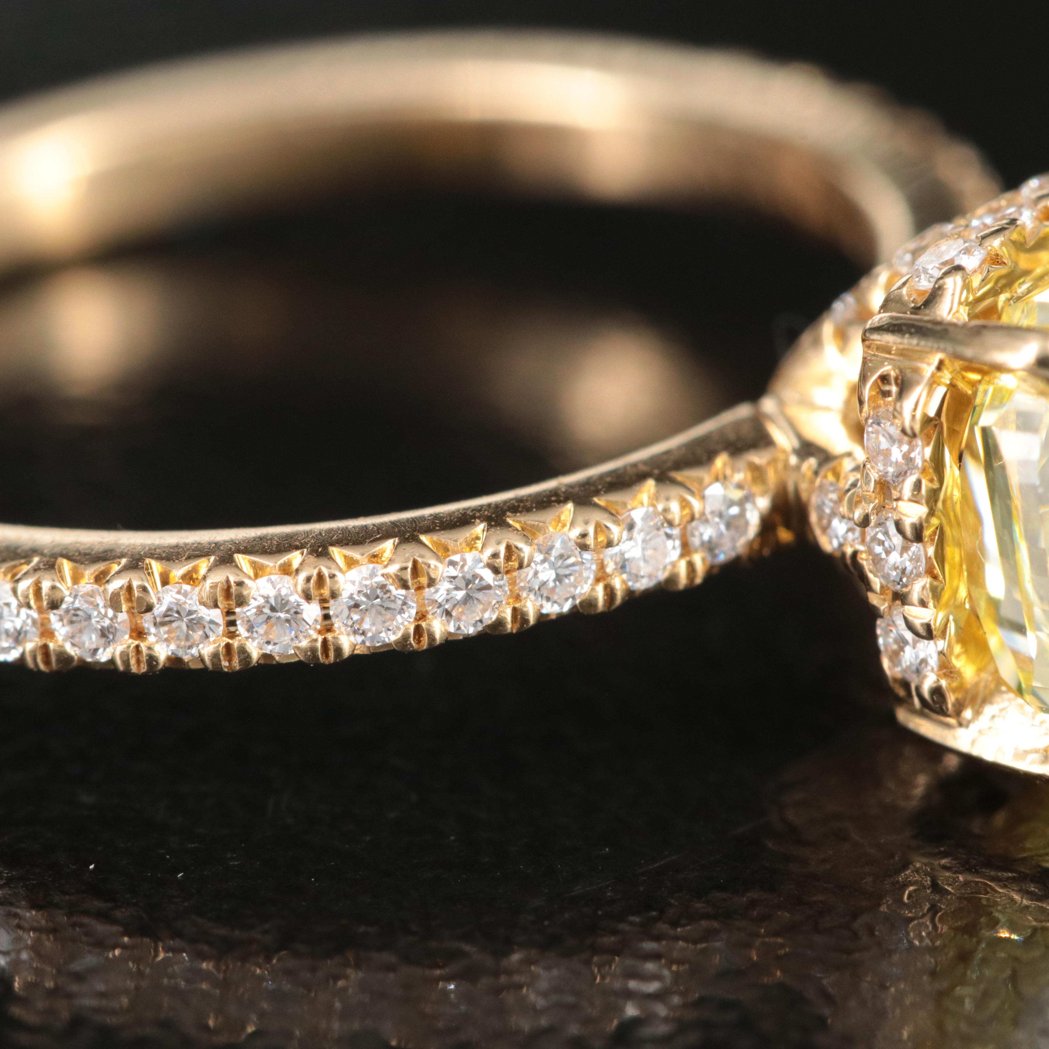 Tiffany & Co. 18K 1.95 CTW Diamond Ring with Fancy Yellow Center and GIA Report