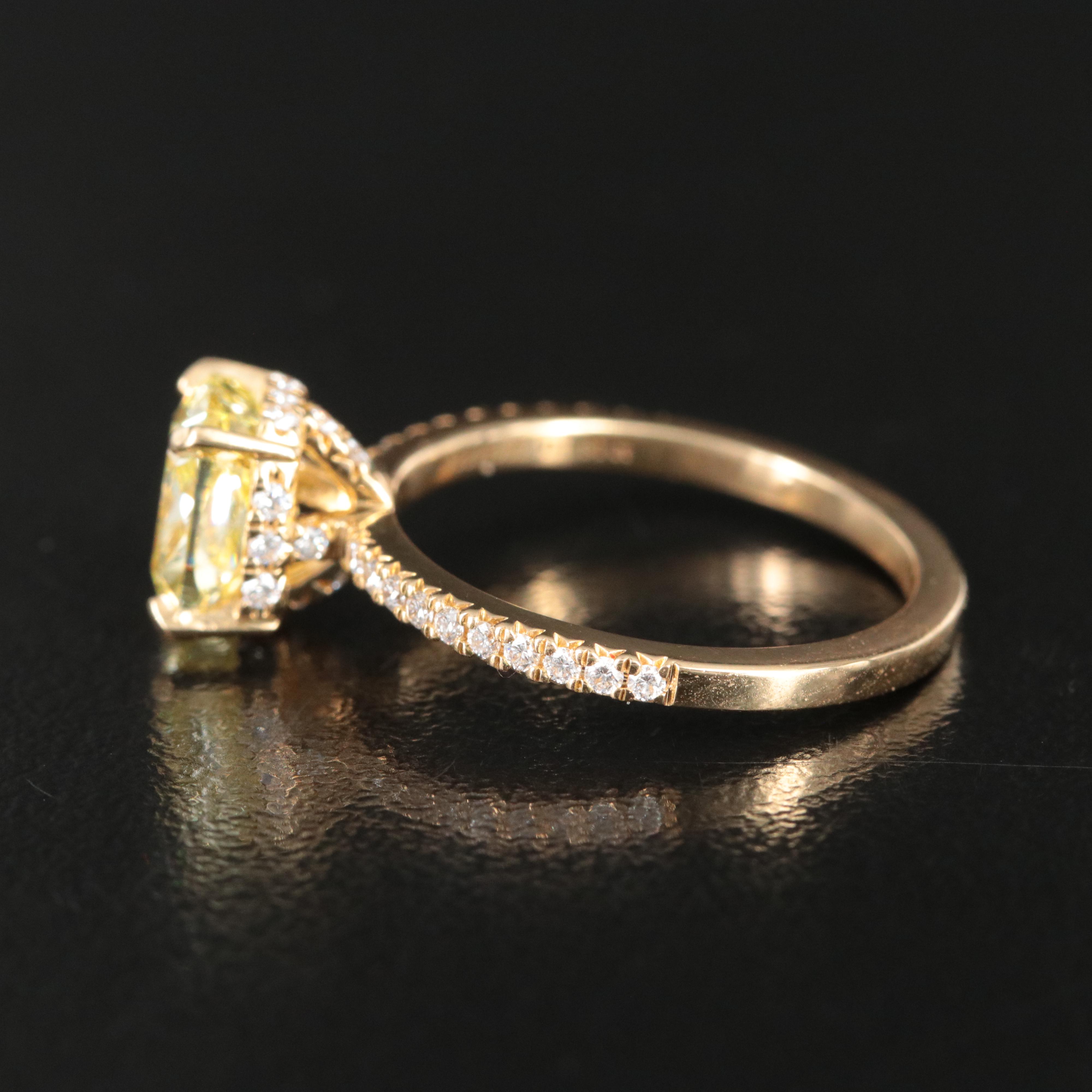 Tiffany & Co. 18K 1.95 CTW Diamond Ring with Fancy Yellow Center and GIA Report