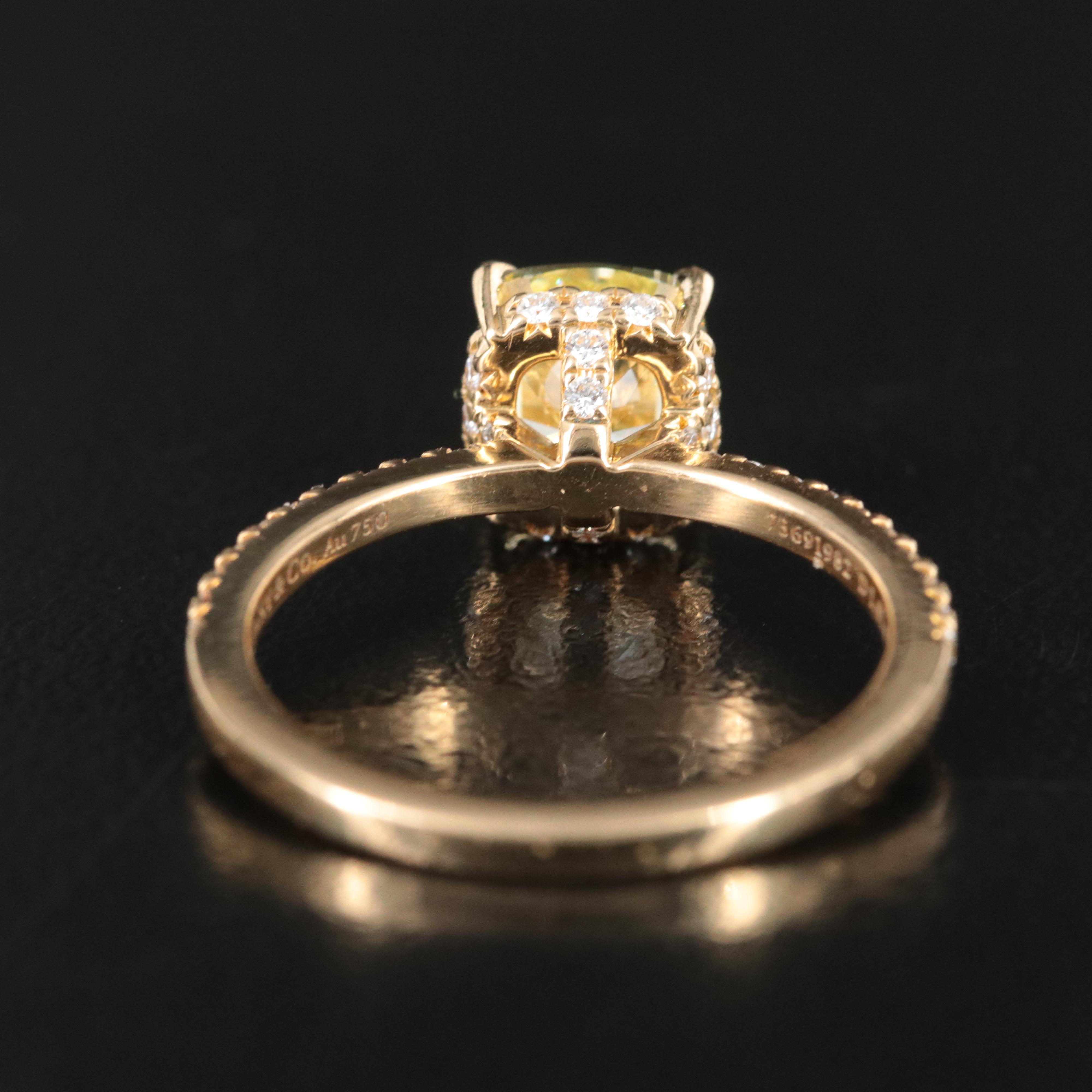 Tiffany & Co. 18K 1.95 CTW Diamond Ring with Fancy Yellow Center and GIA Report